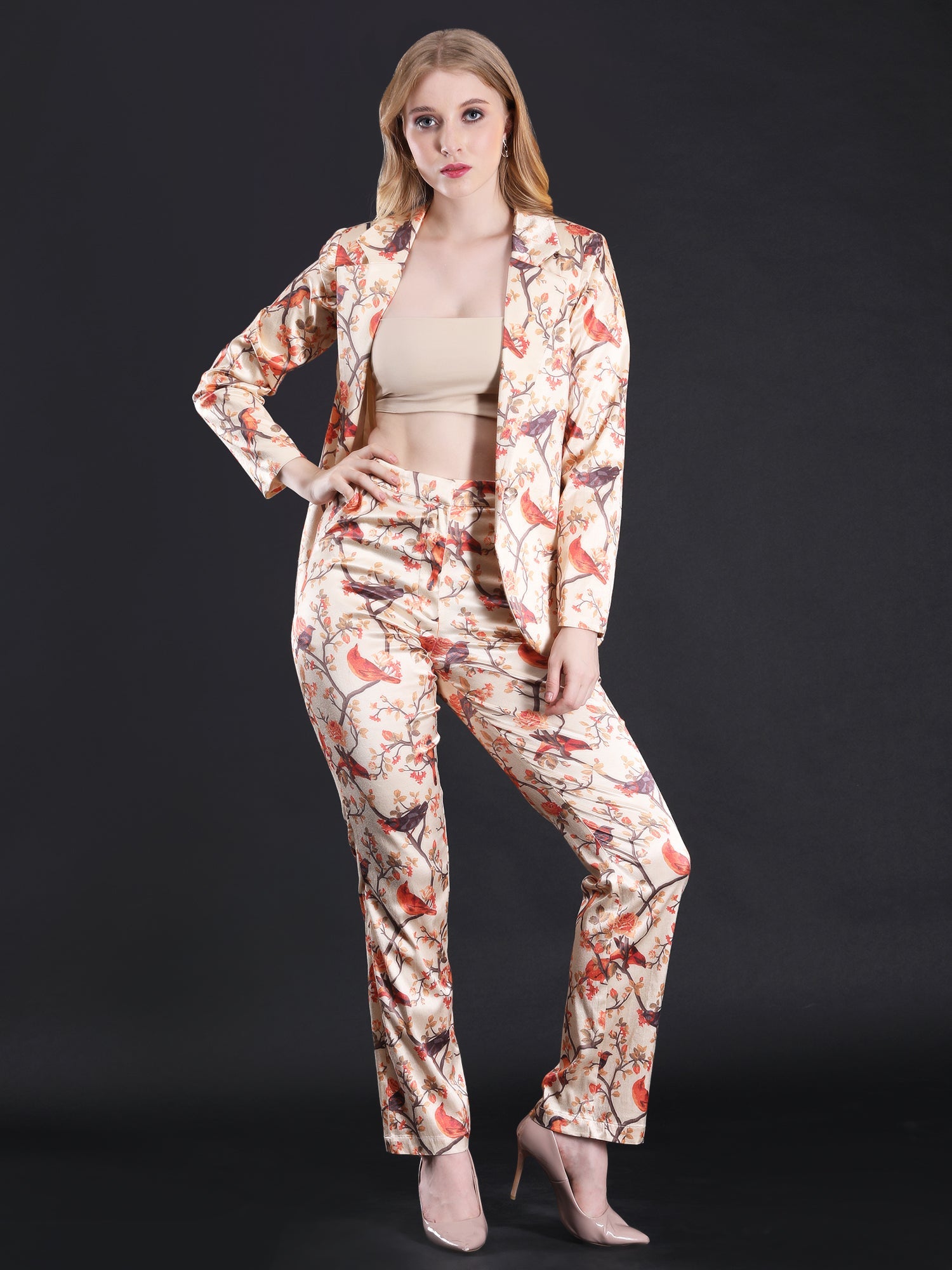 Birdie Love Satin Coat Pant Set