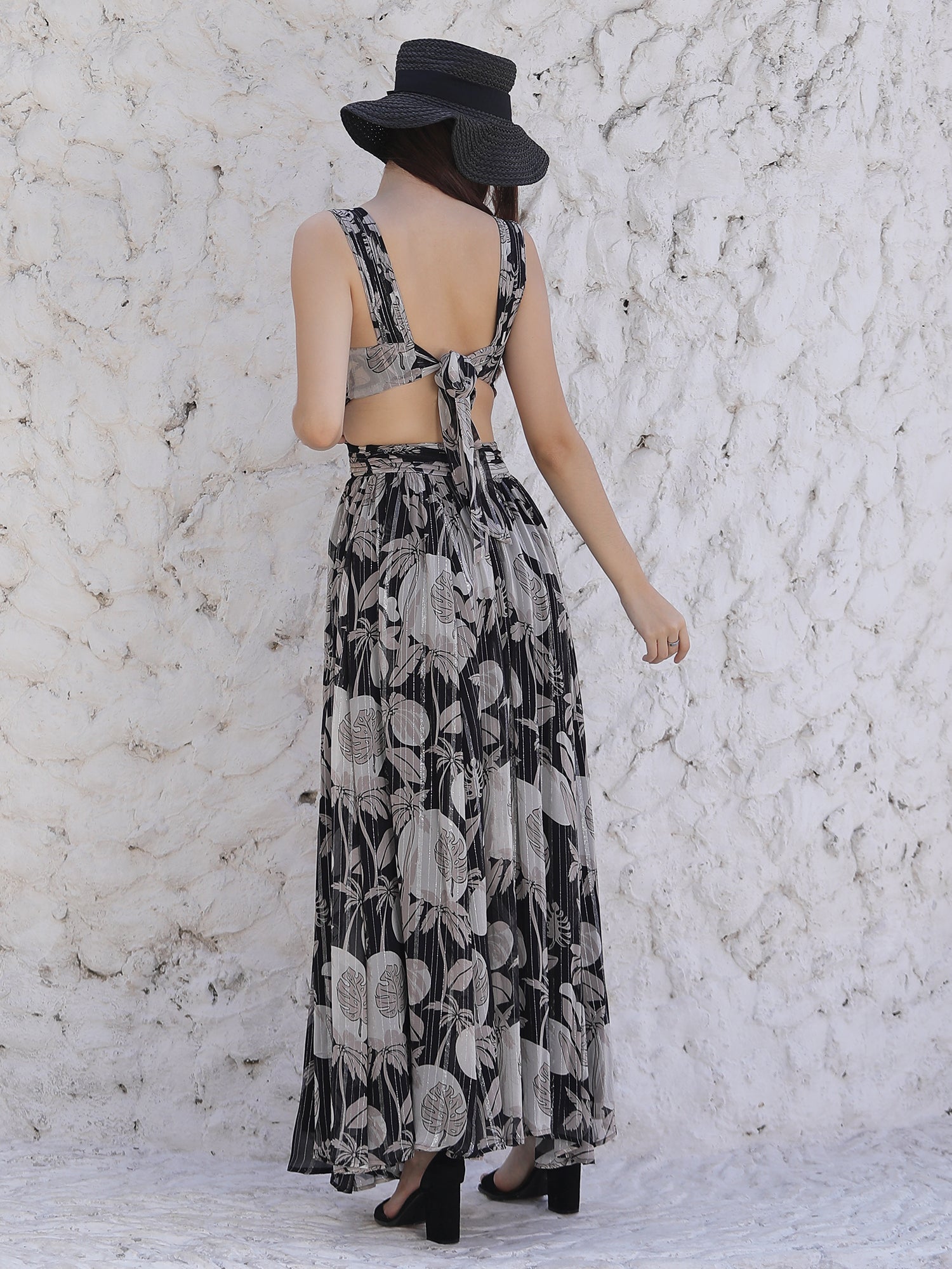 Moonlight Bloom Black and White Dress