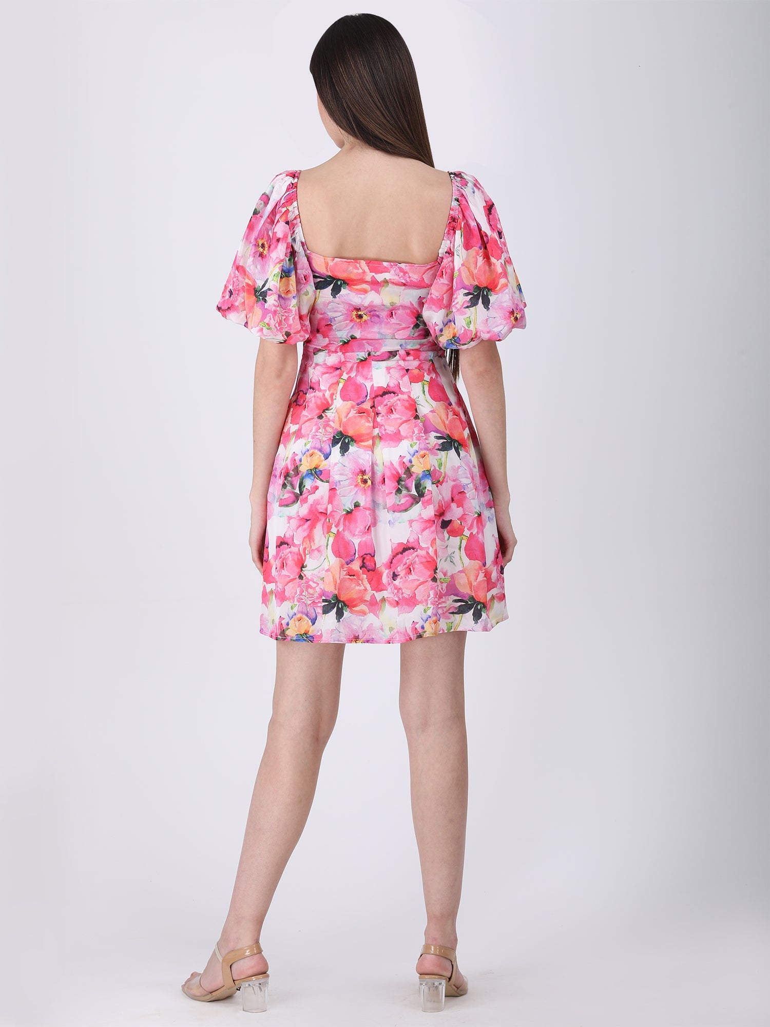 Blushing Bouquet Knot-Front Dress