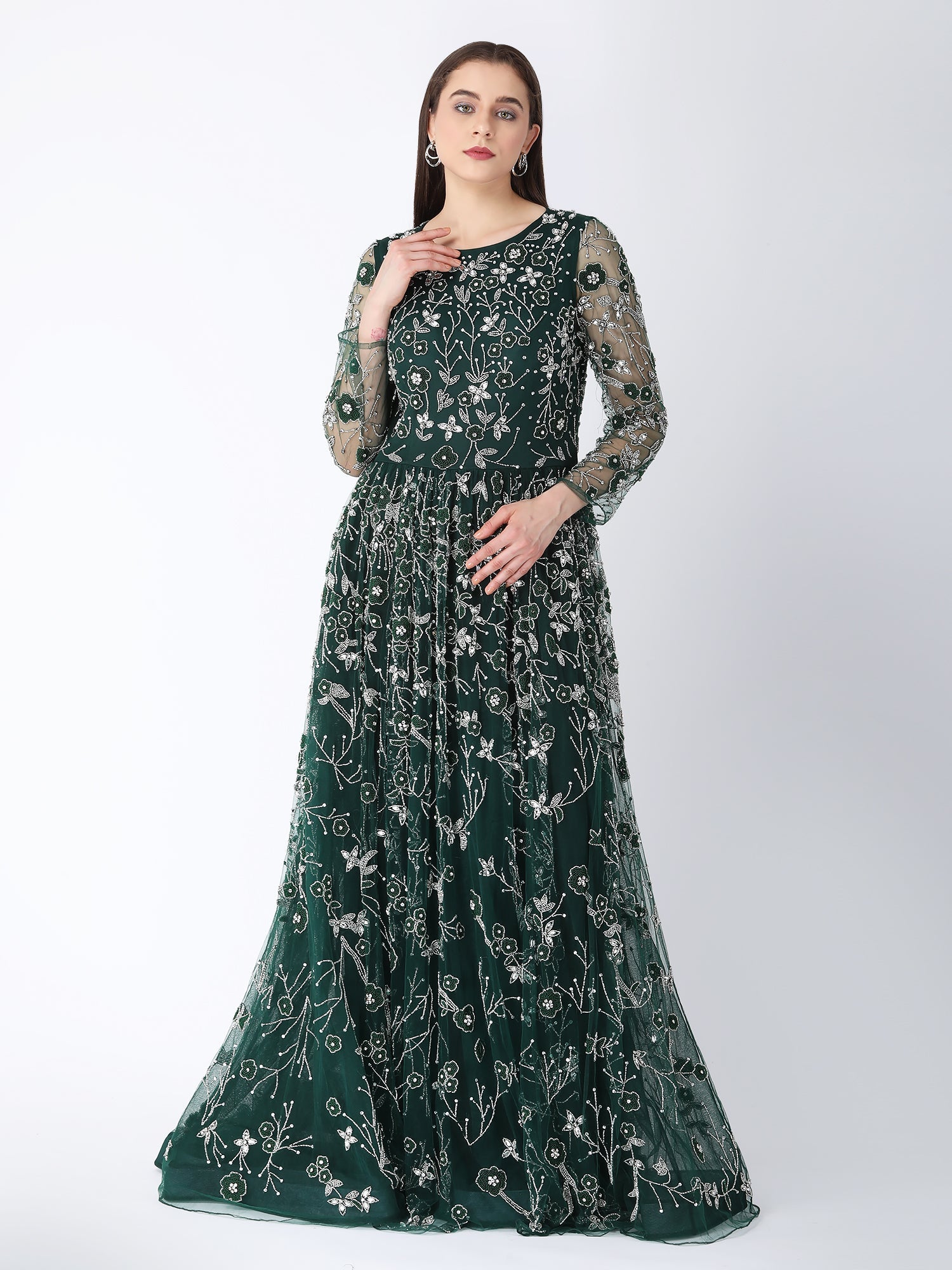 Green Floral Bloom Gown