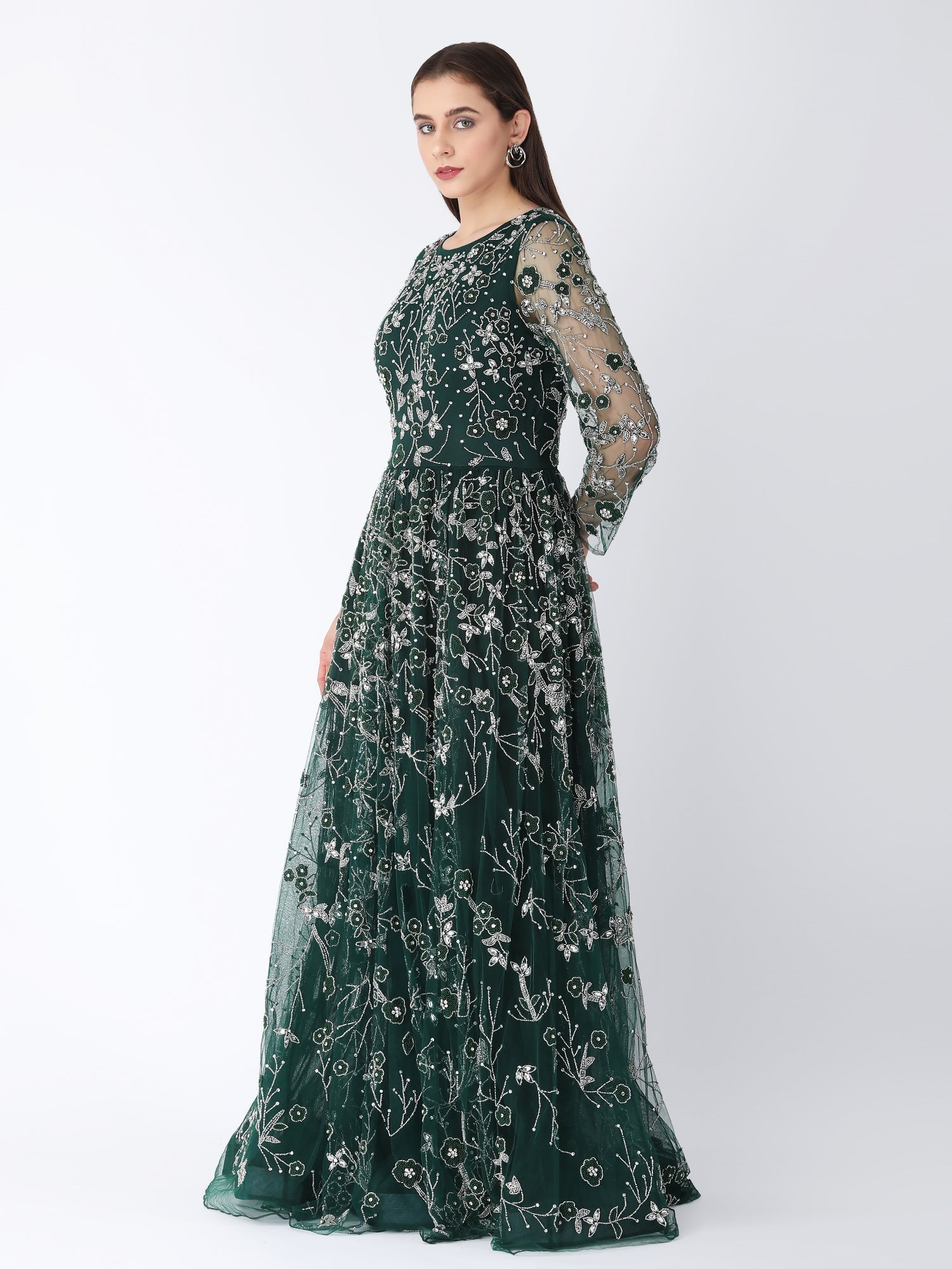 Green Floral Bloom Gown