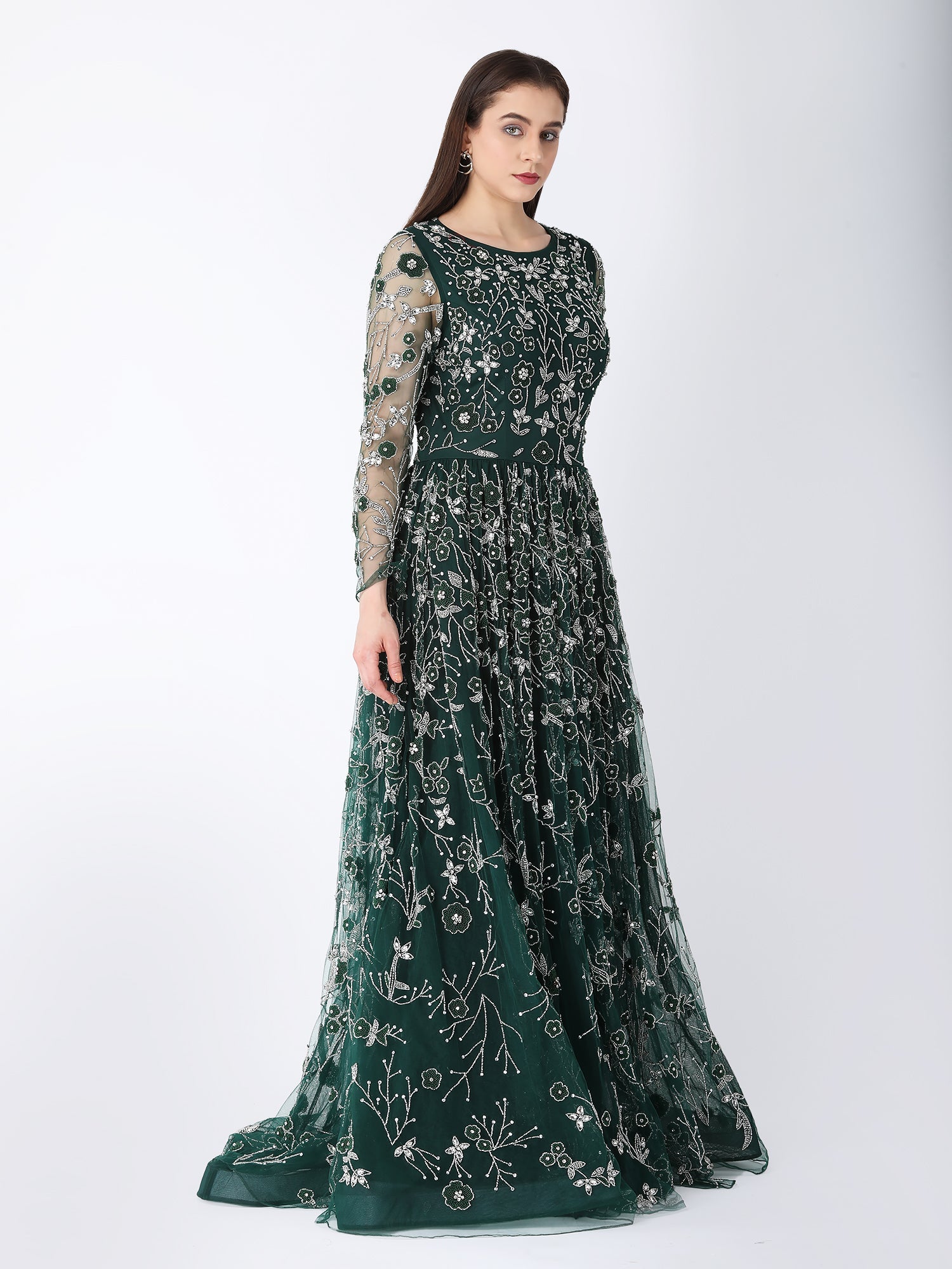 Green Floral Bloom Gown