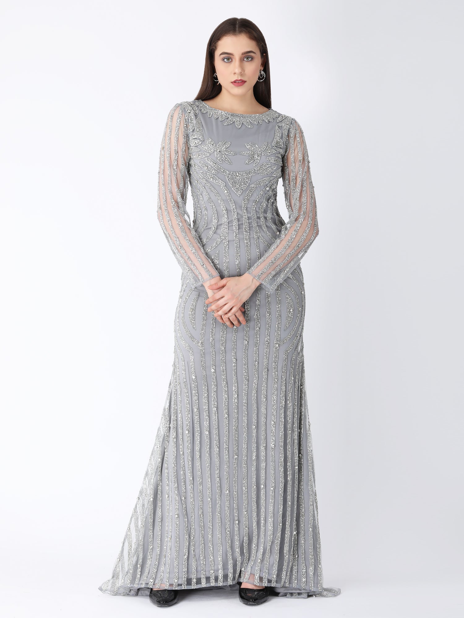 Silver Story Beaded Viscose Gown