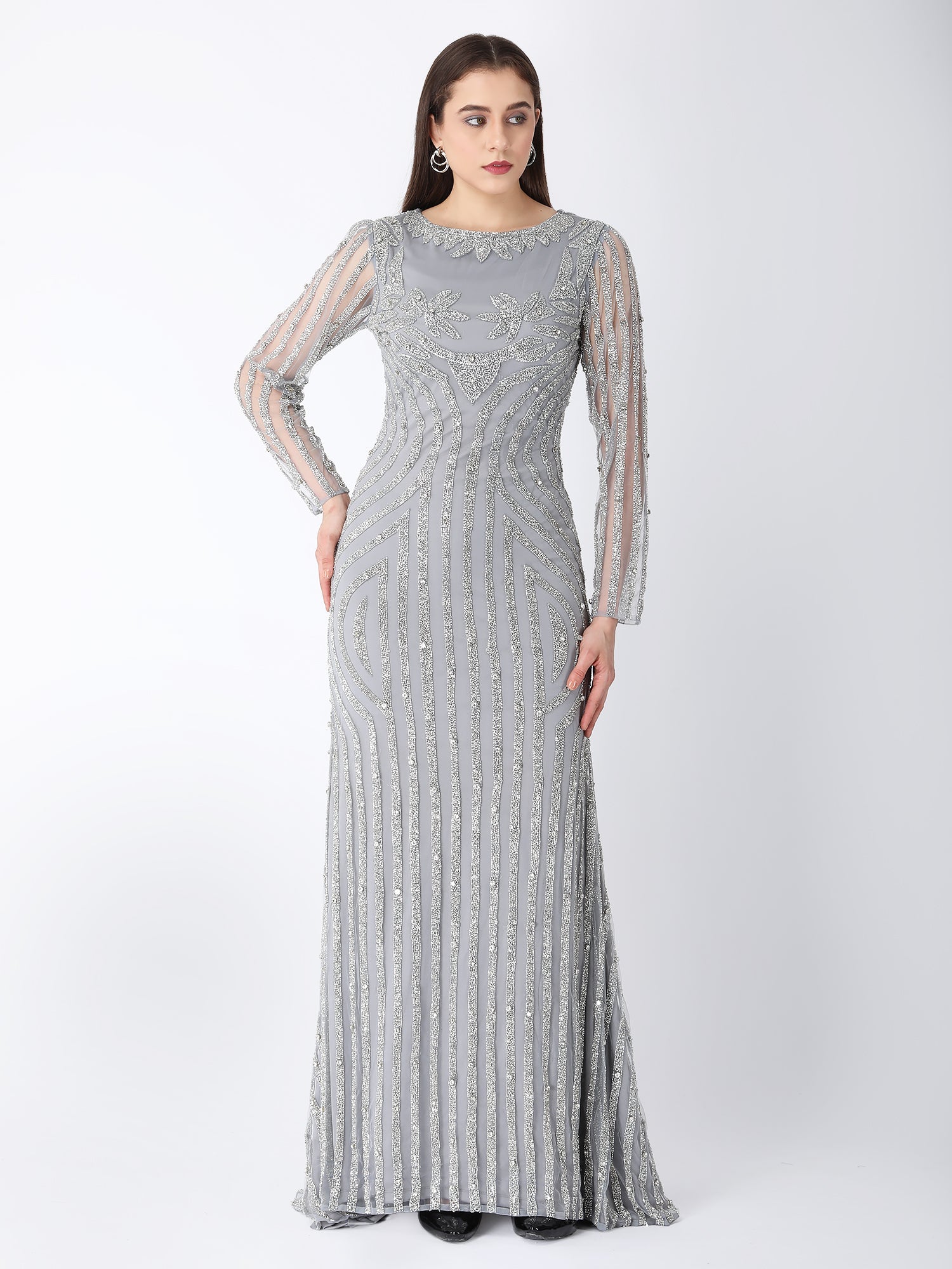 Silver Story Beaded Viscose Gown