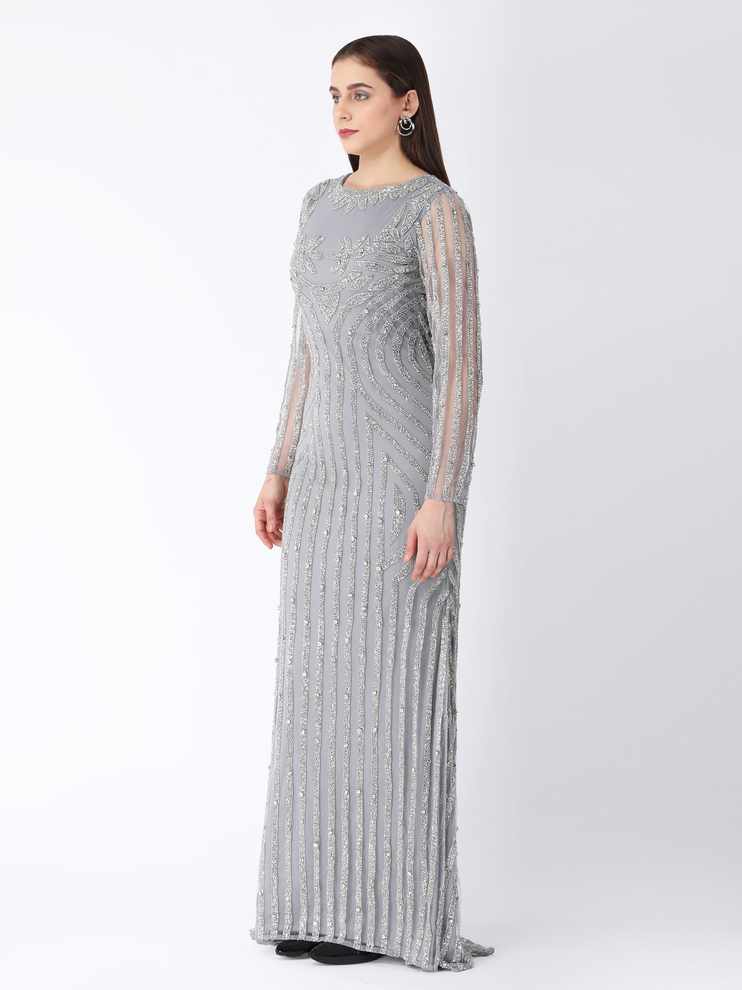 Silver Story Beaded Viscose Gown