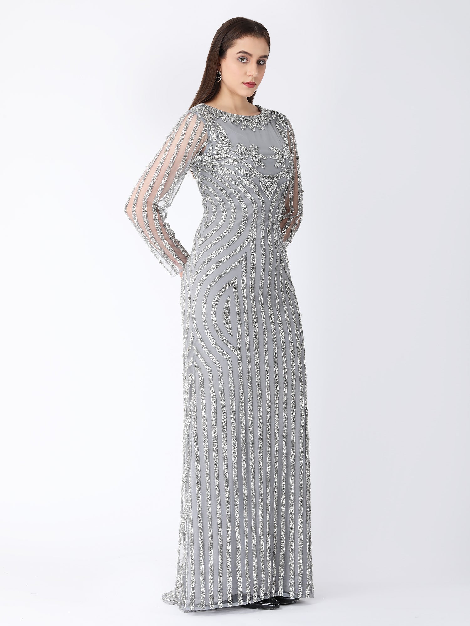 Silver Story Beaded Viscose Gown