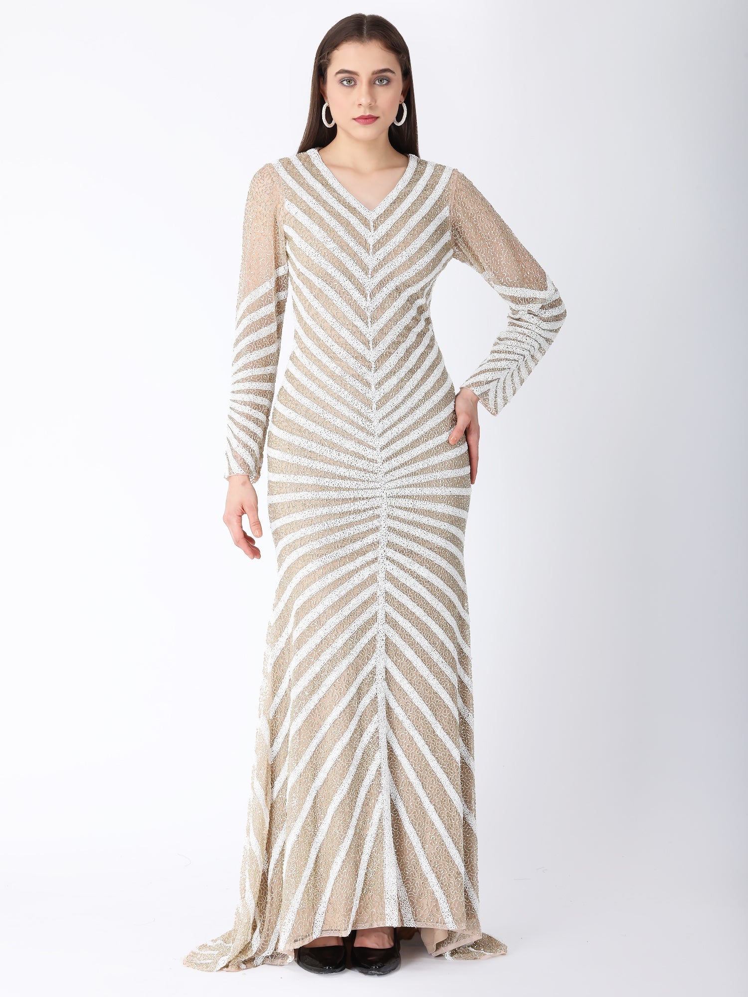 Pearl Story Beige Viscose Gown