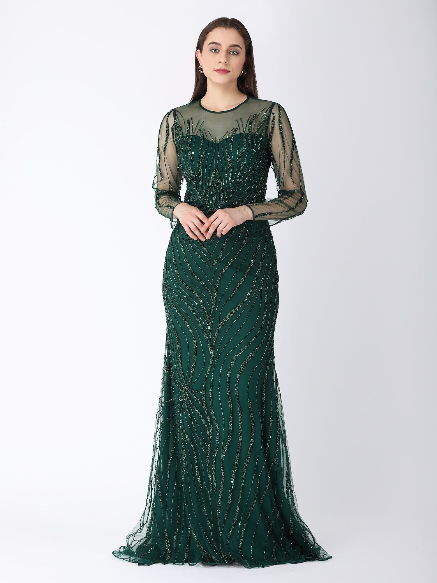 Green Glam A Line Gown