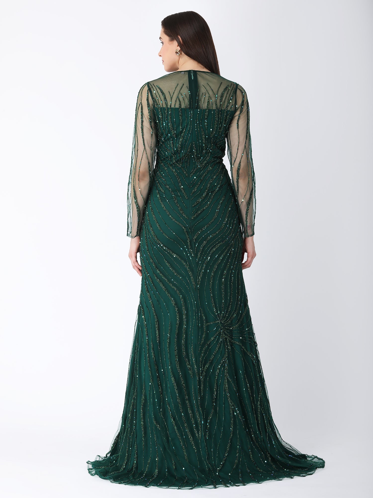 Green Glam A Line Gown