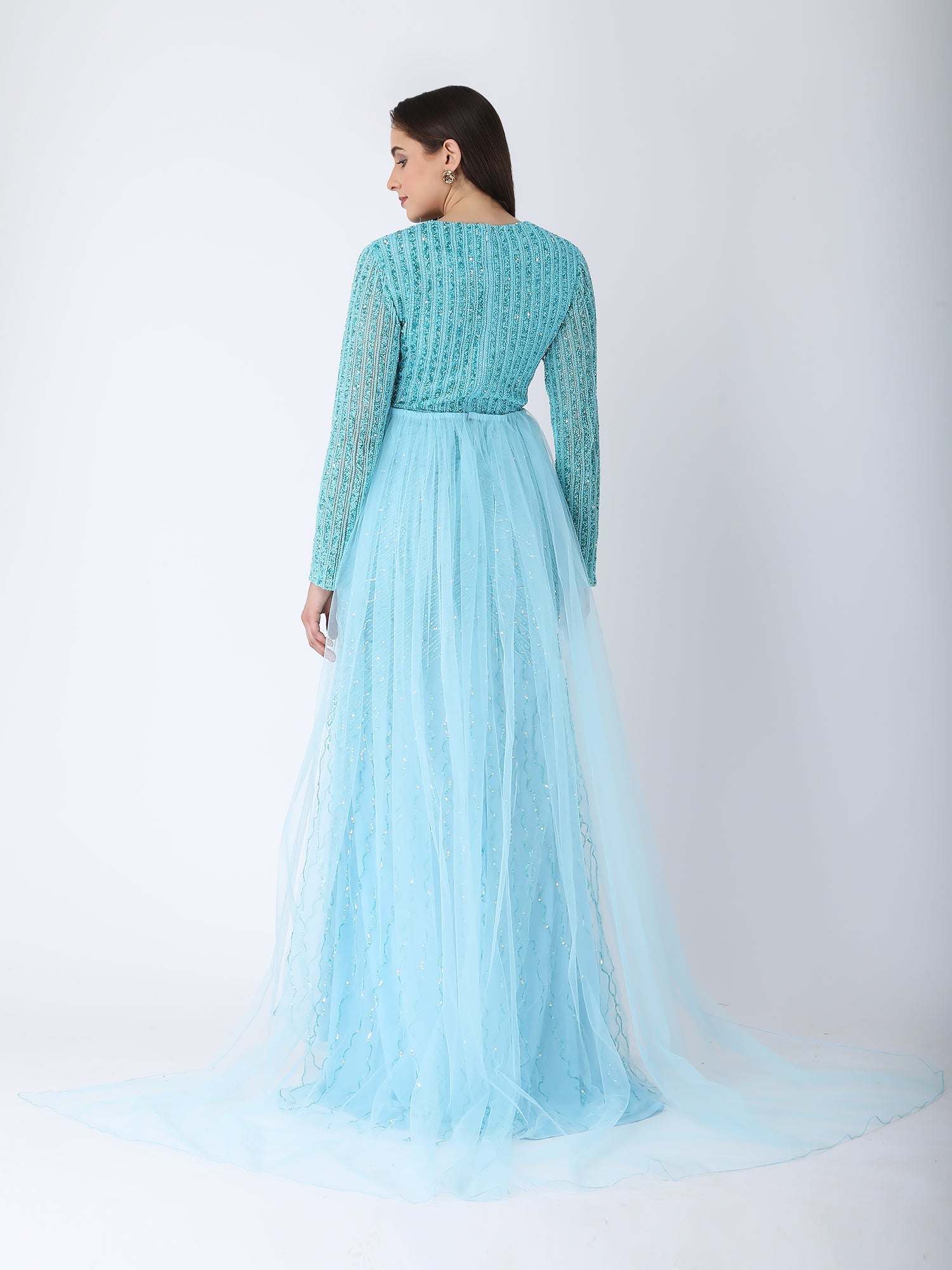 Sky Blue Cape Drape Gown