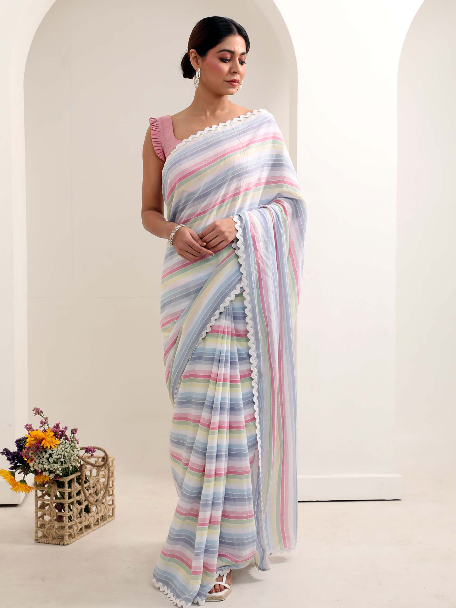 Katha-Cotton Saree with Blouse