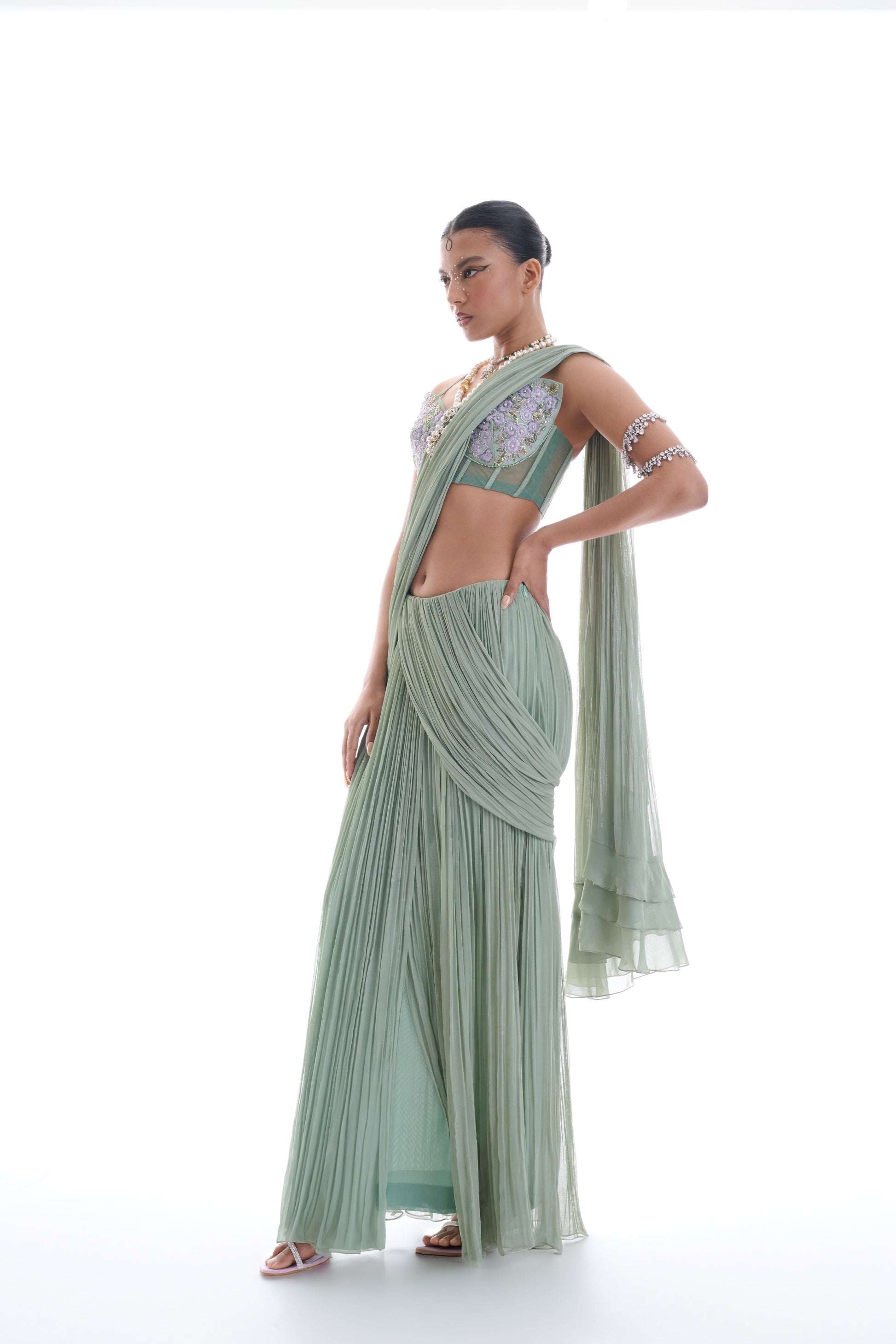 Sage Green Corset Saree