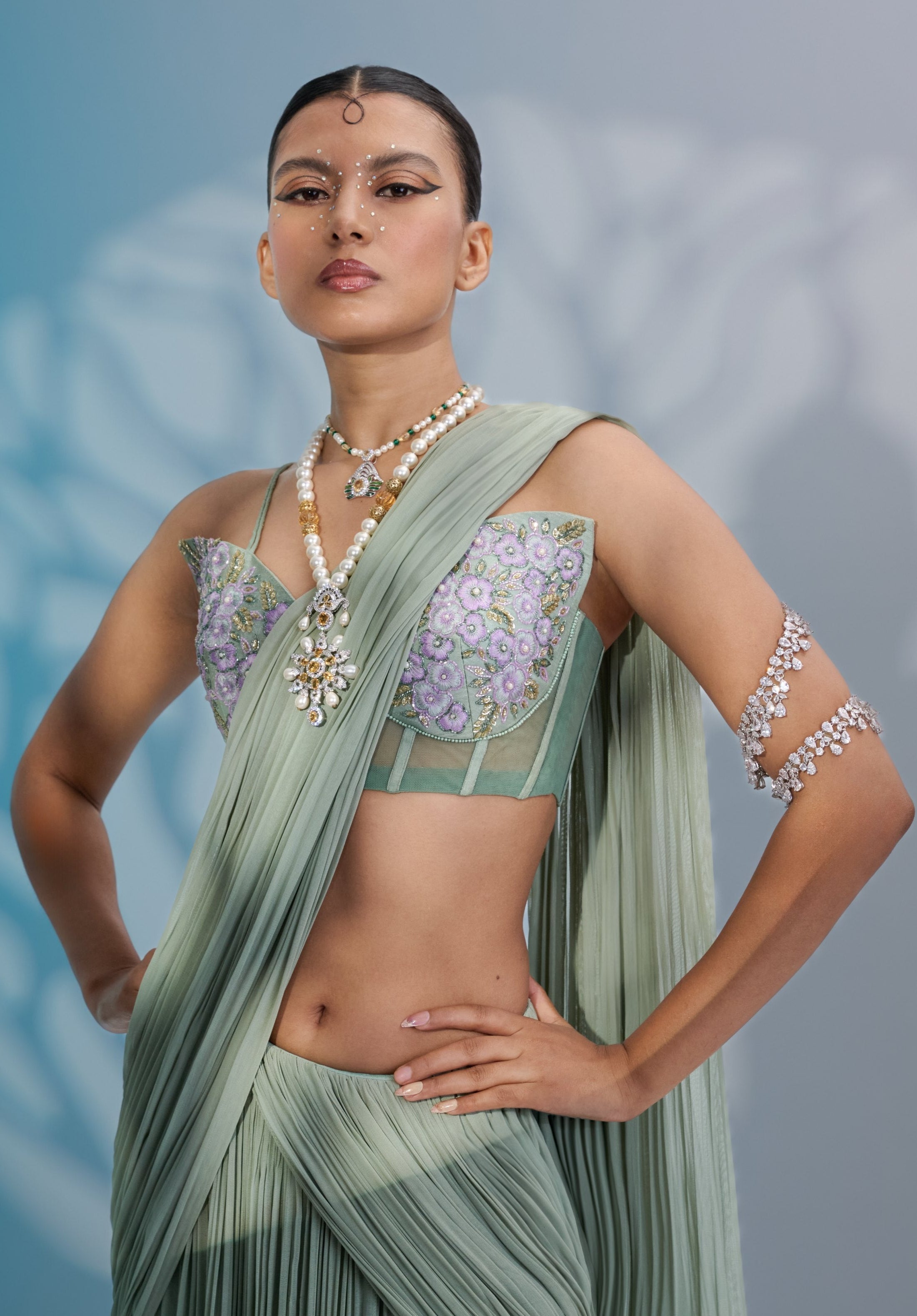 Sage Green Corset Saree