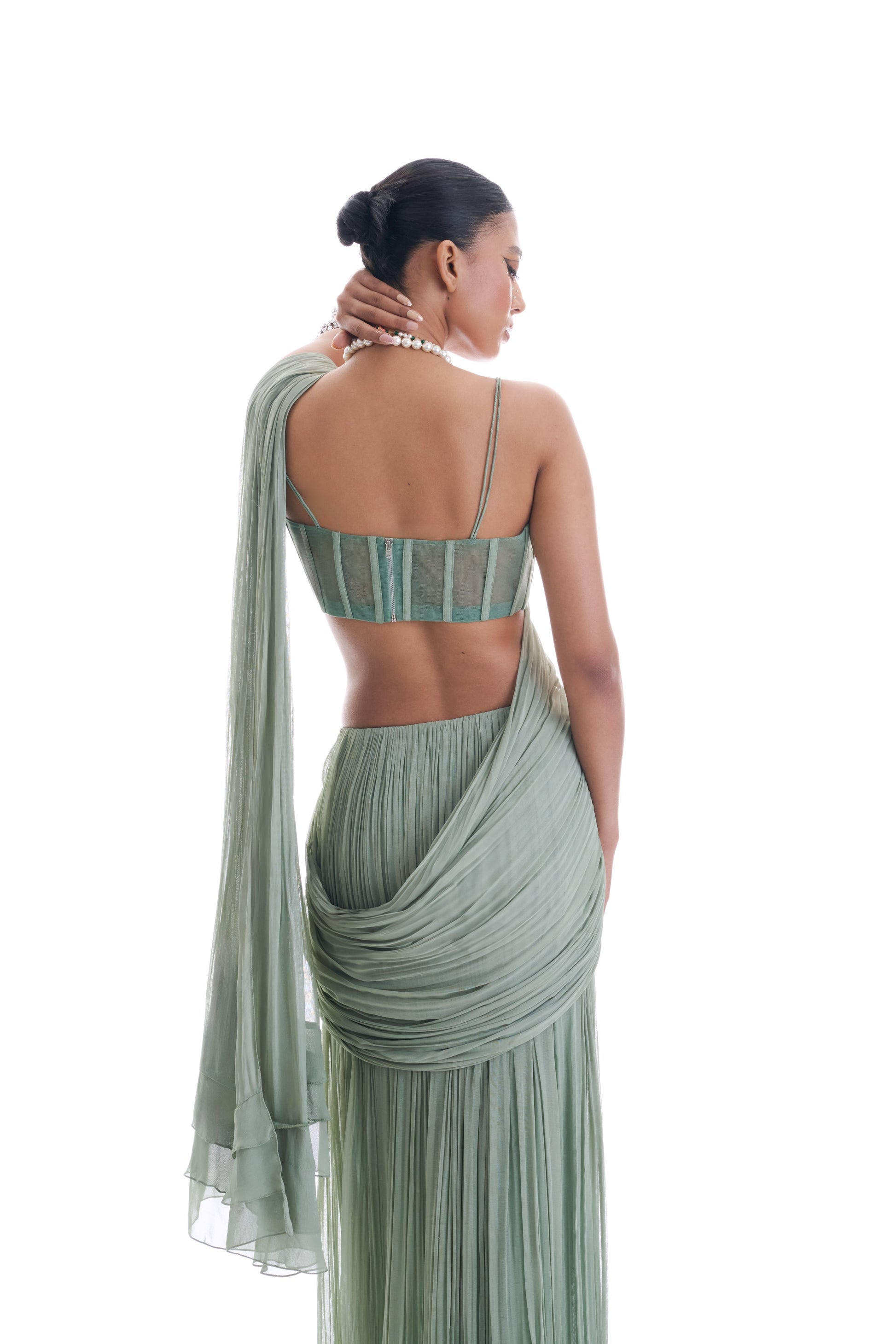 Sage Green Corset Saree