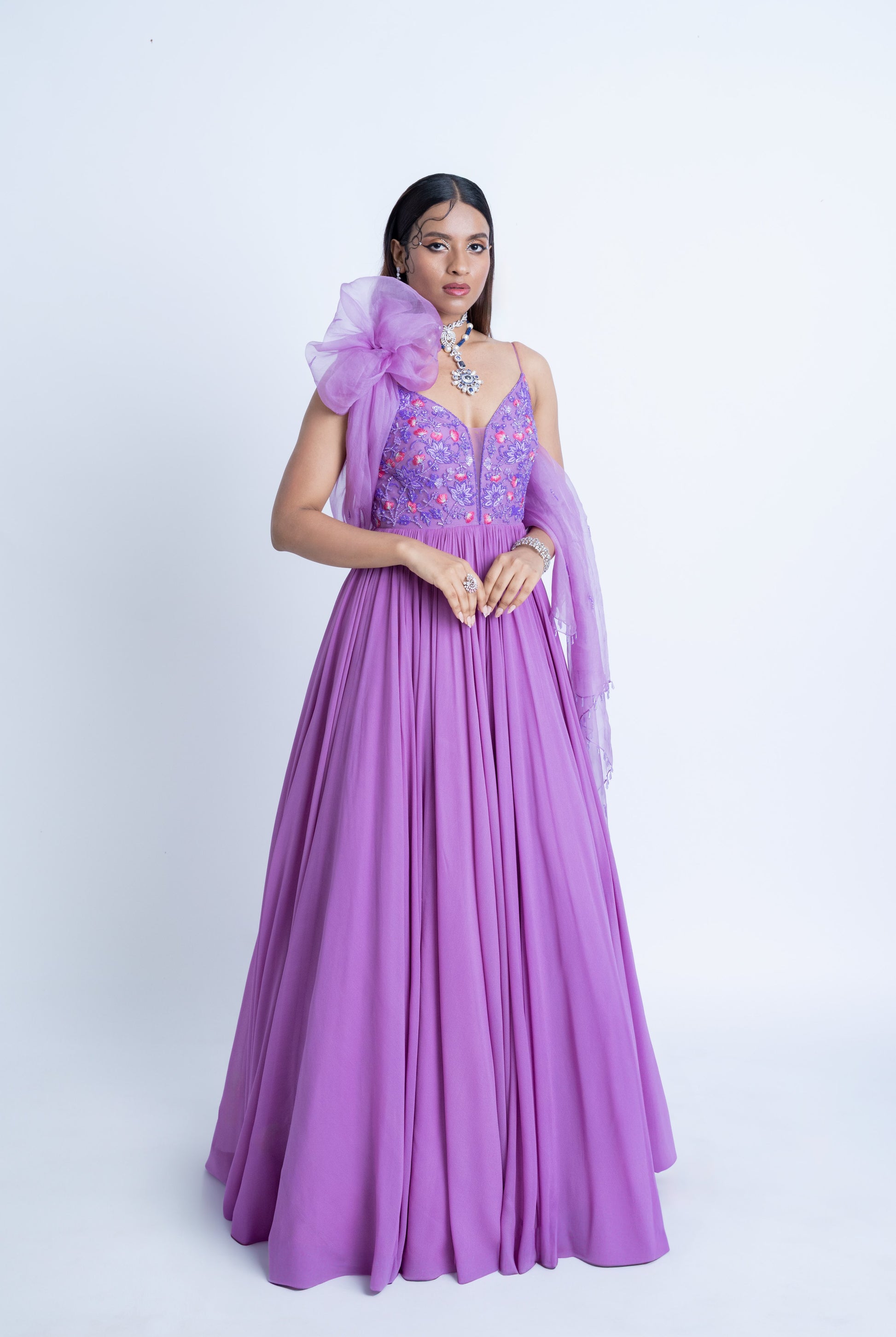 Lilac Orchid Anarkali Gown