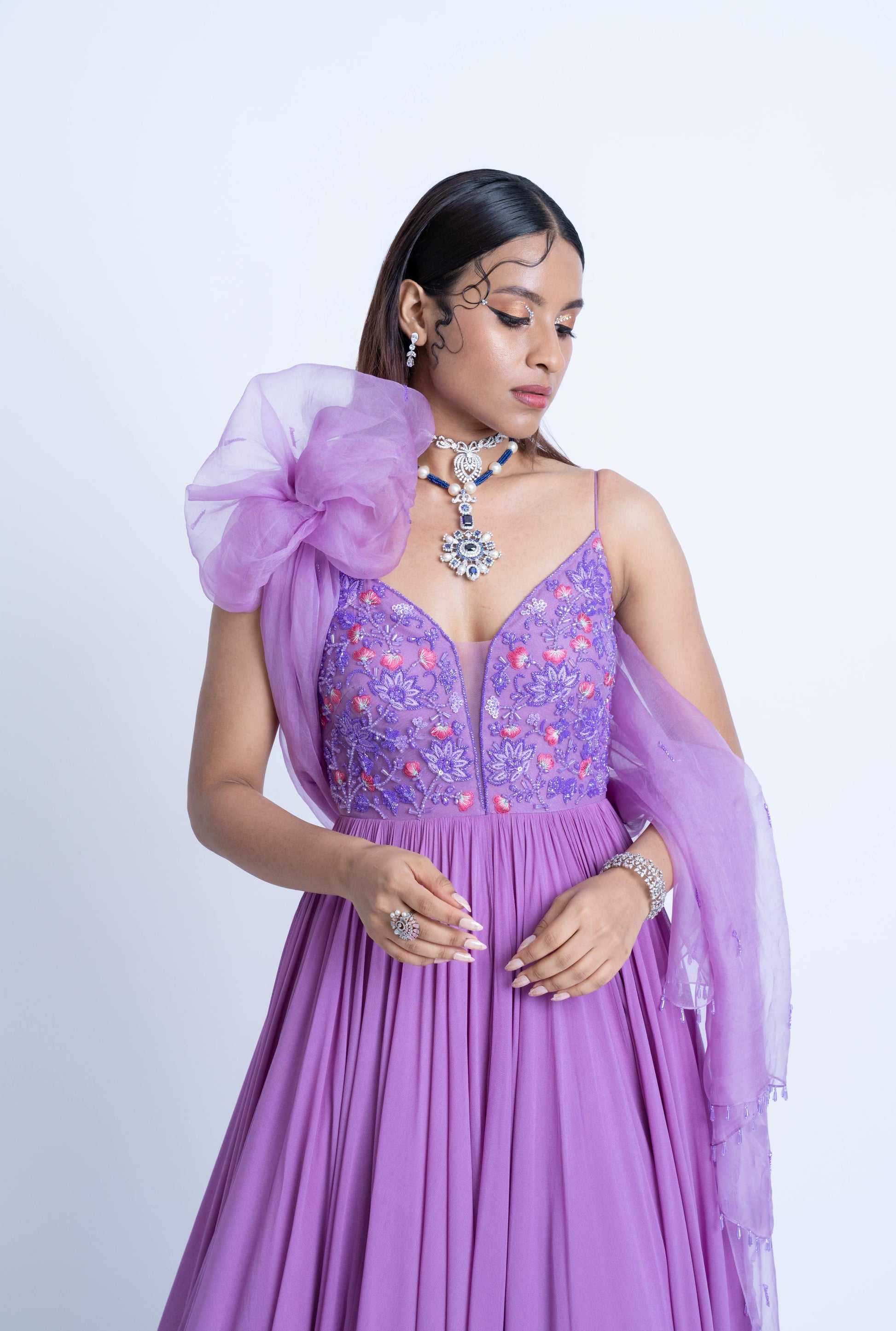 Lilac Orchid Anarkali Gown