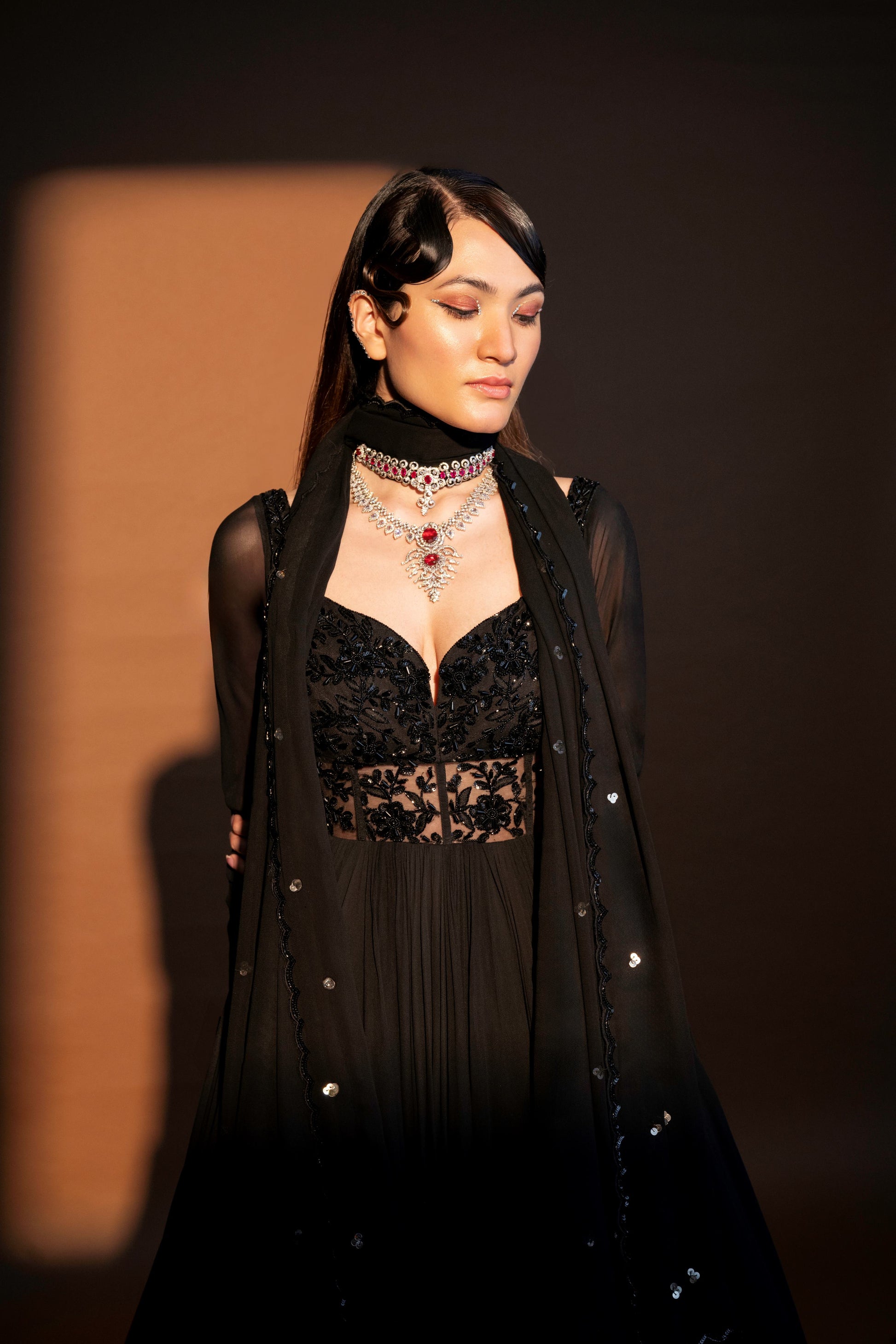 Midnight Majesty Black Anarkali