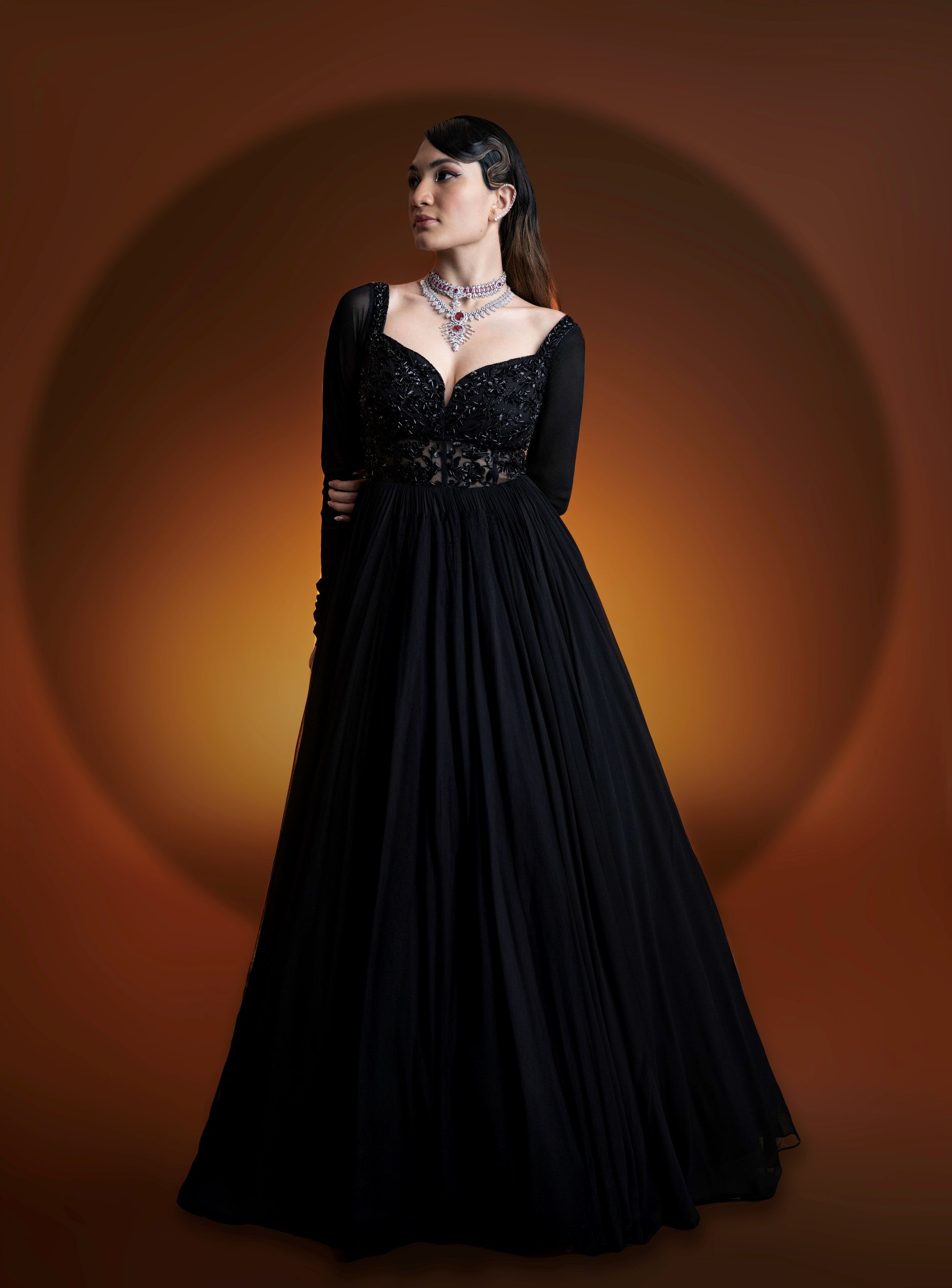 Midnight Majesty Black Anarkali