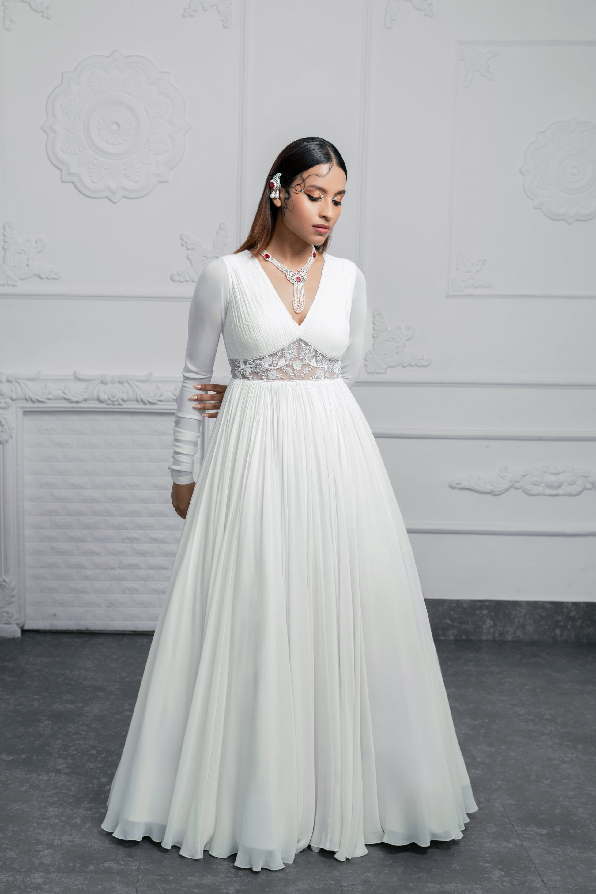 Ivory Empress Anarkali Gown