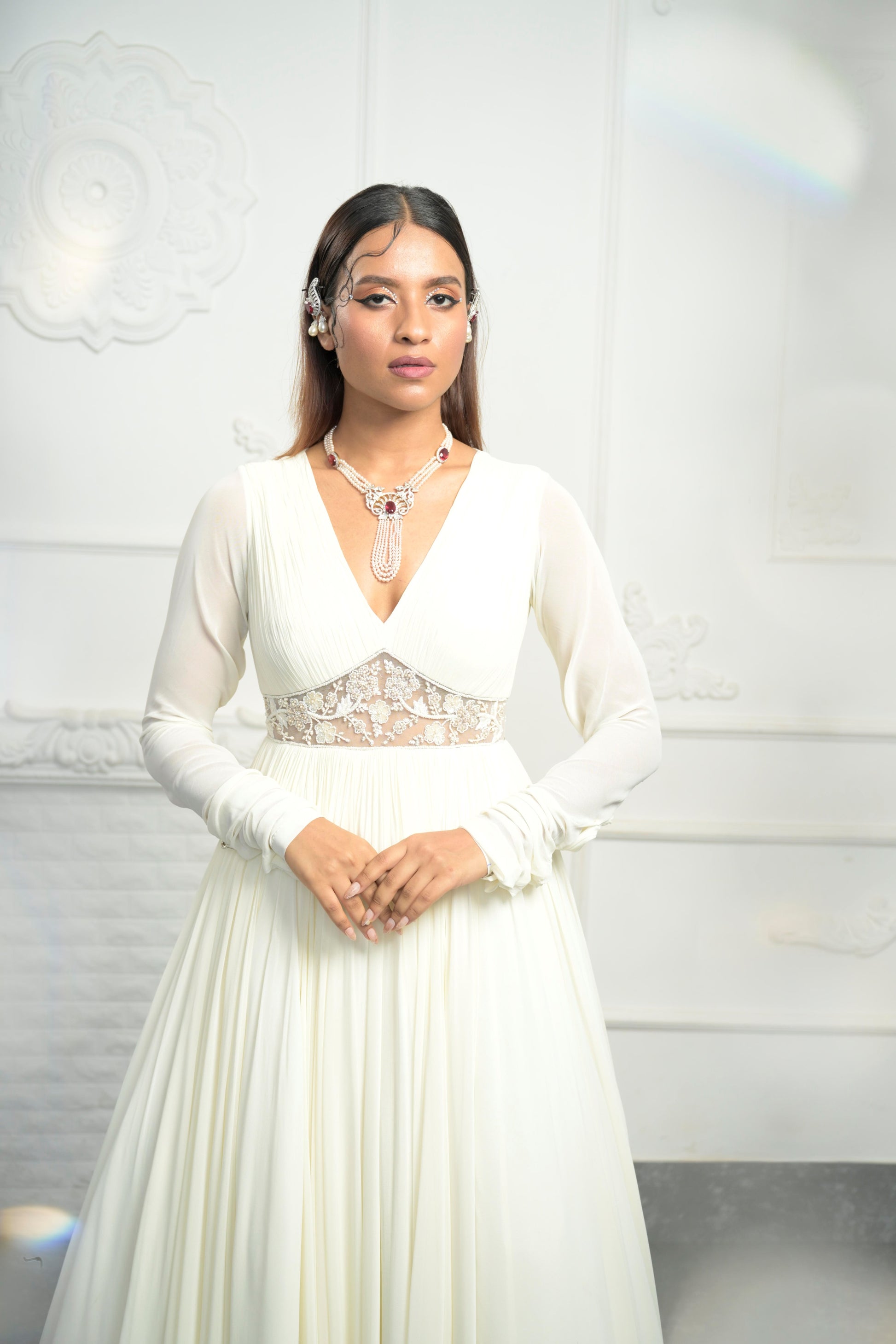 Ivory Empress Anarkali Gown