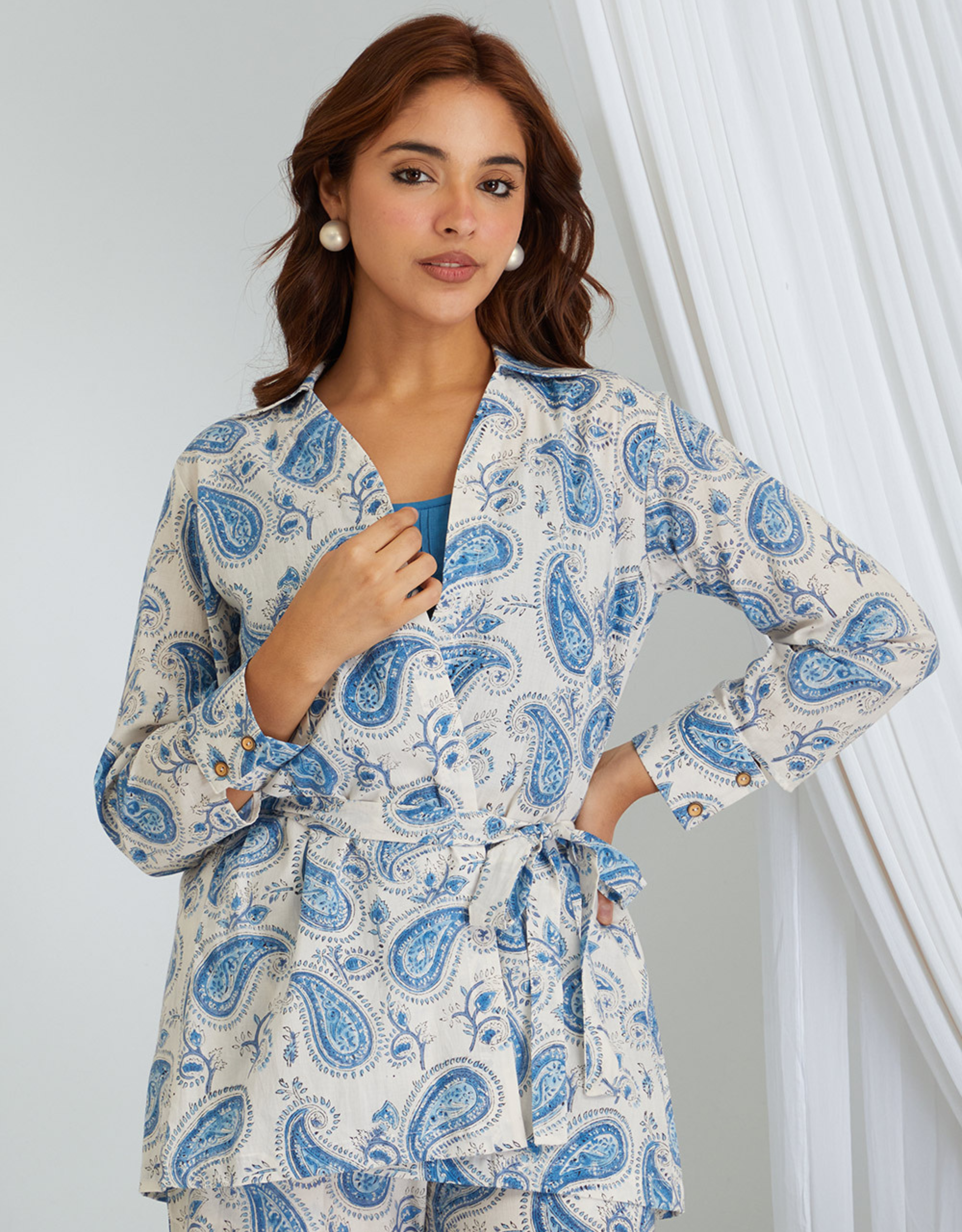 Blue Hand Block Printed Cotton Co-ord Set - Set of 2