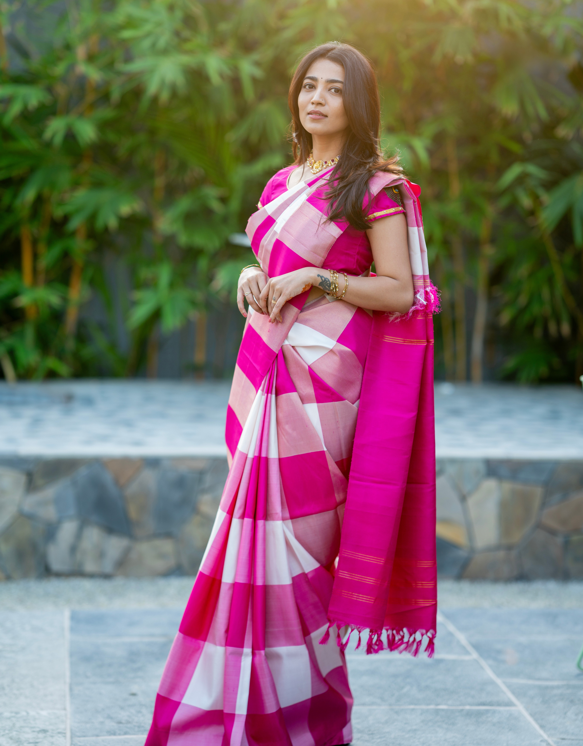 Hot Pink Pattu Saree