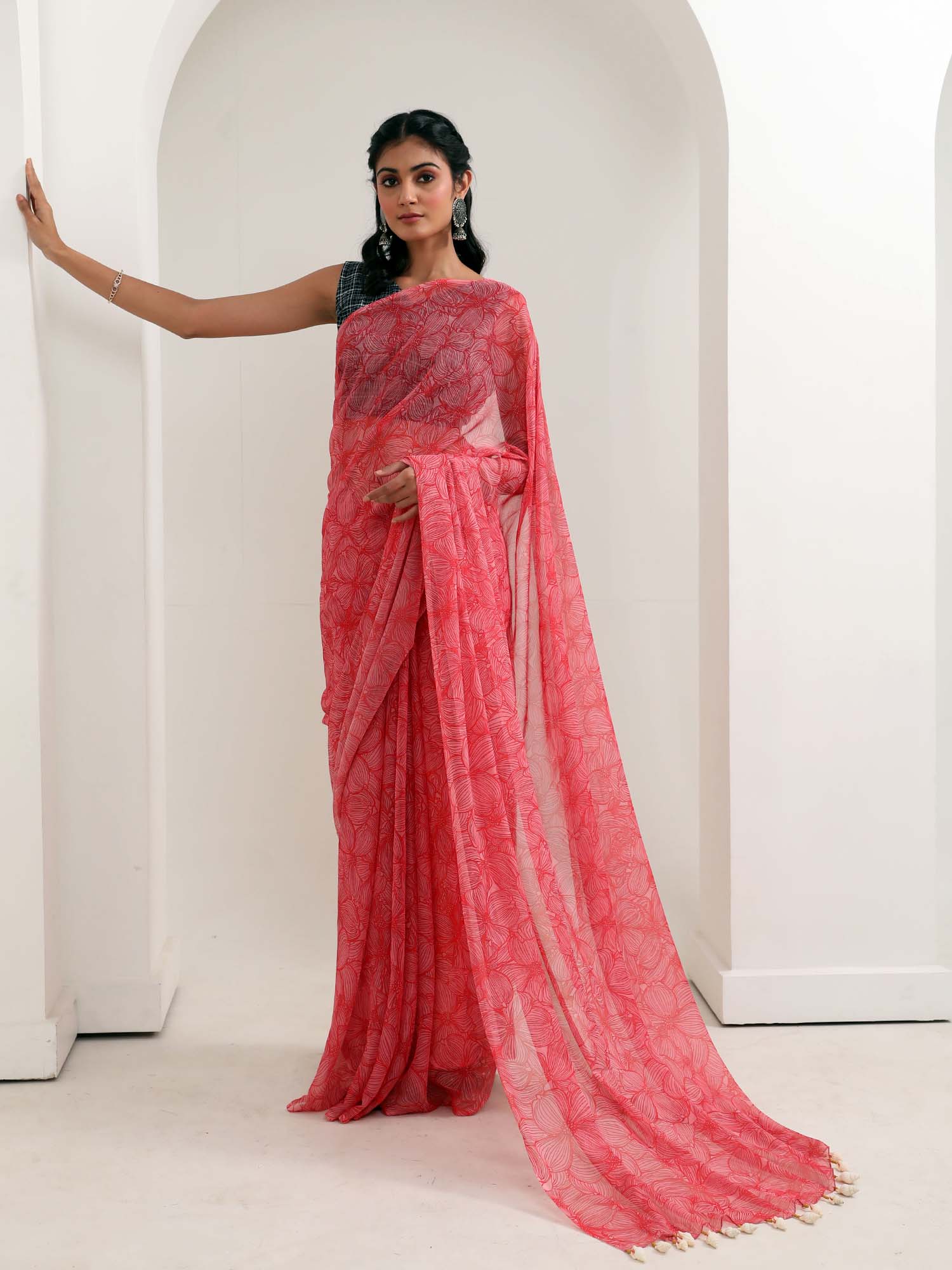 Poppy- Chiffon Saree with Blouse