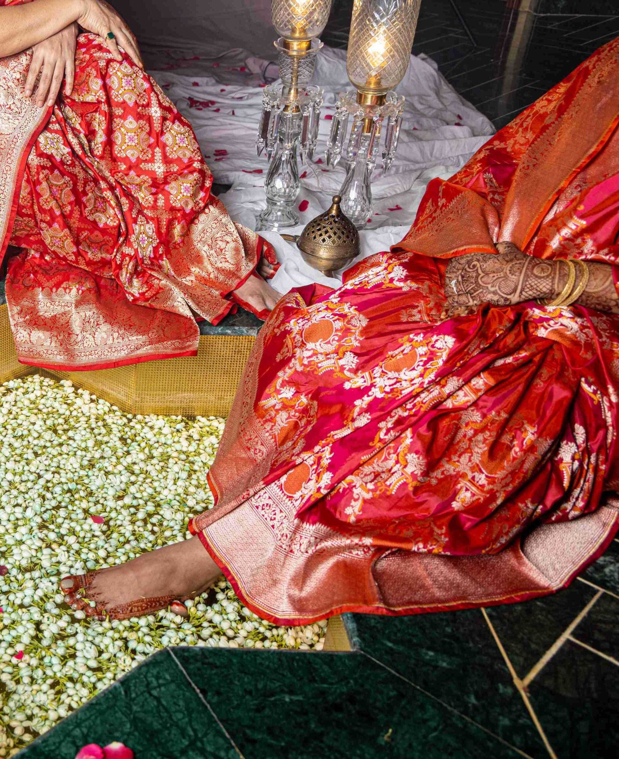 Crimson Ball of Light Banaras Saree