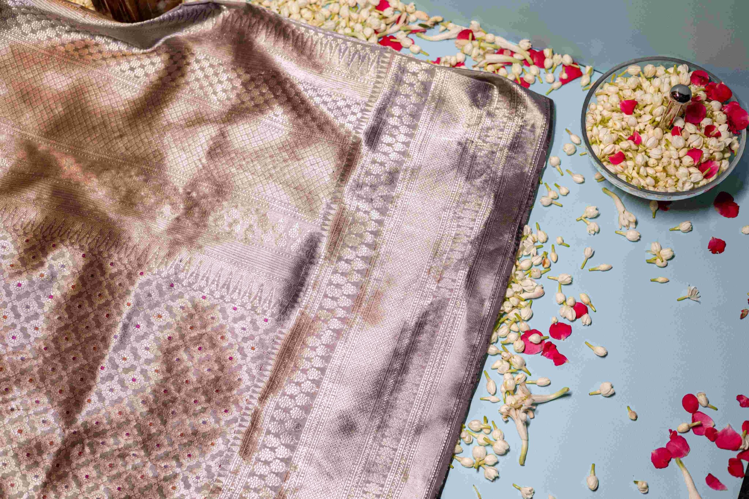 Grey Maze Meenakari Banaras Saree