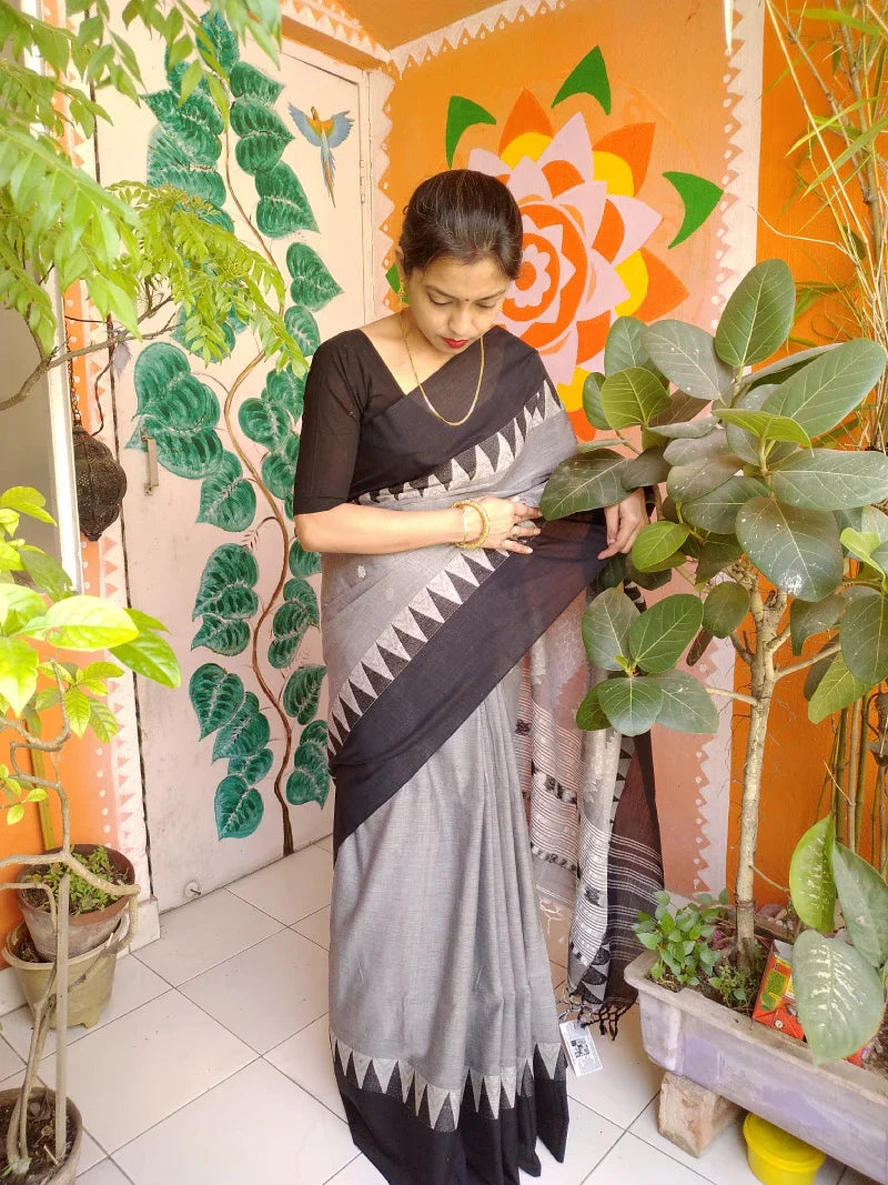 Premium Handwoven Bengal Cotton Designer Saree - 1