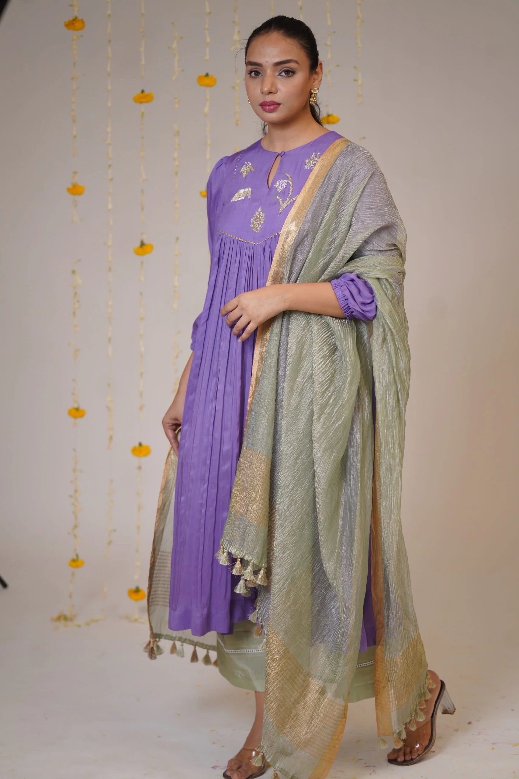 Mandhaara Neelohit - Muslin Kurta with Tissue Dupatta