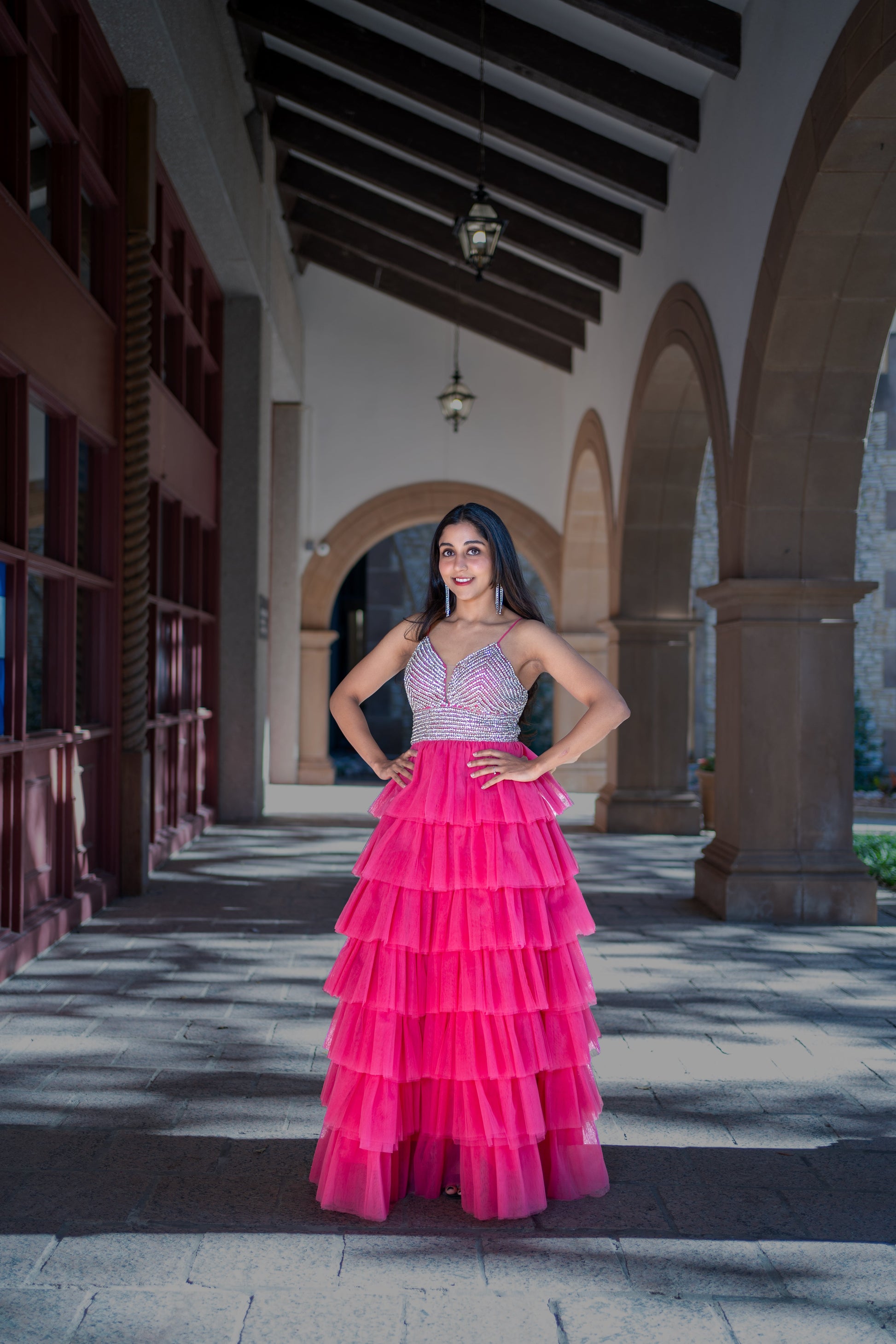 Pink Ruffle Dance Gown