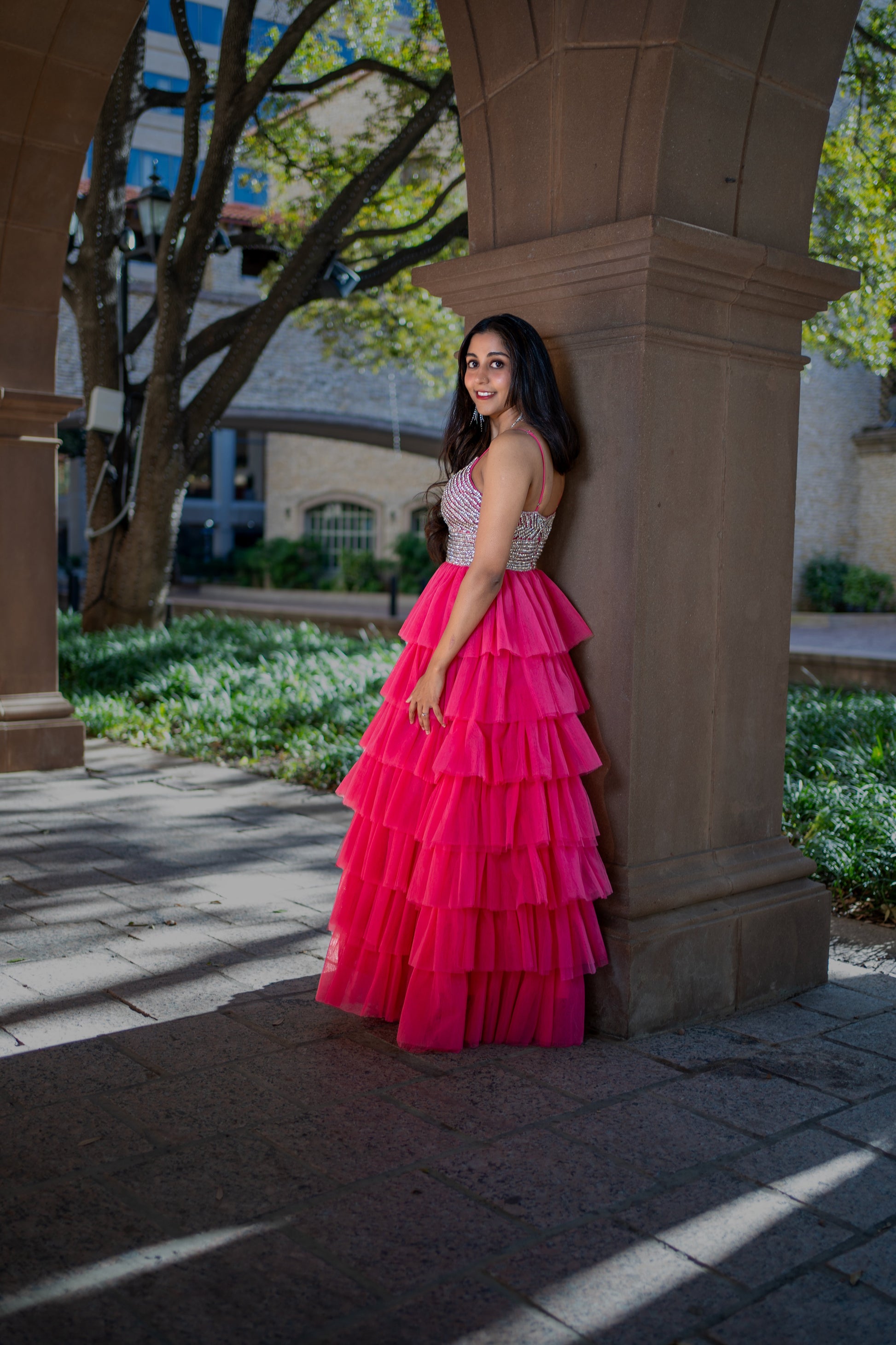 Pink Ruffle Dance Gown