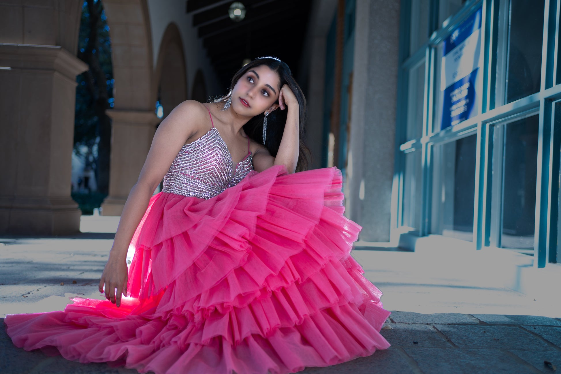 Pink Ruffle Dance Gown