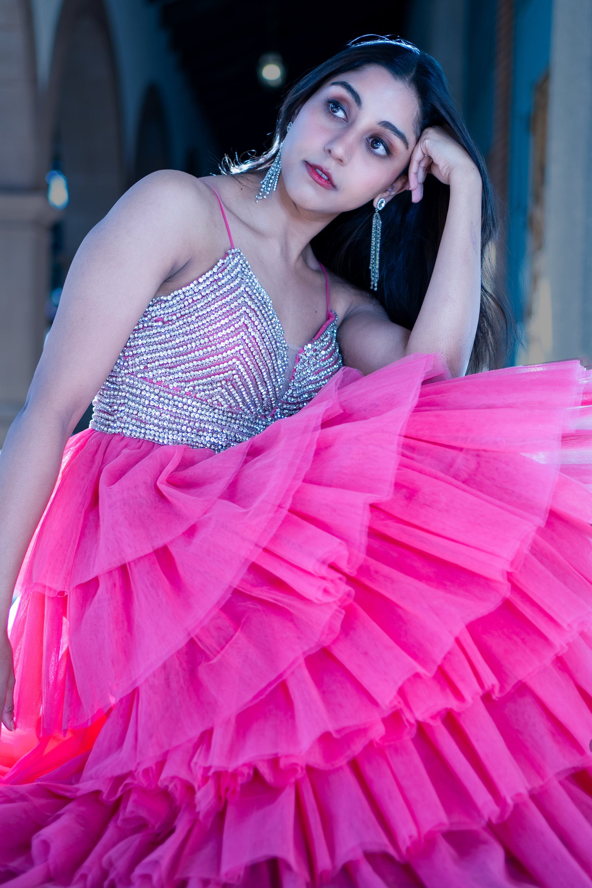 Pink Ruffle Dance Gown