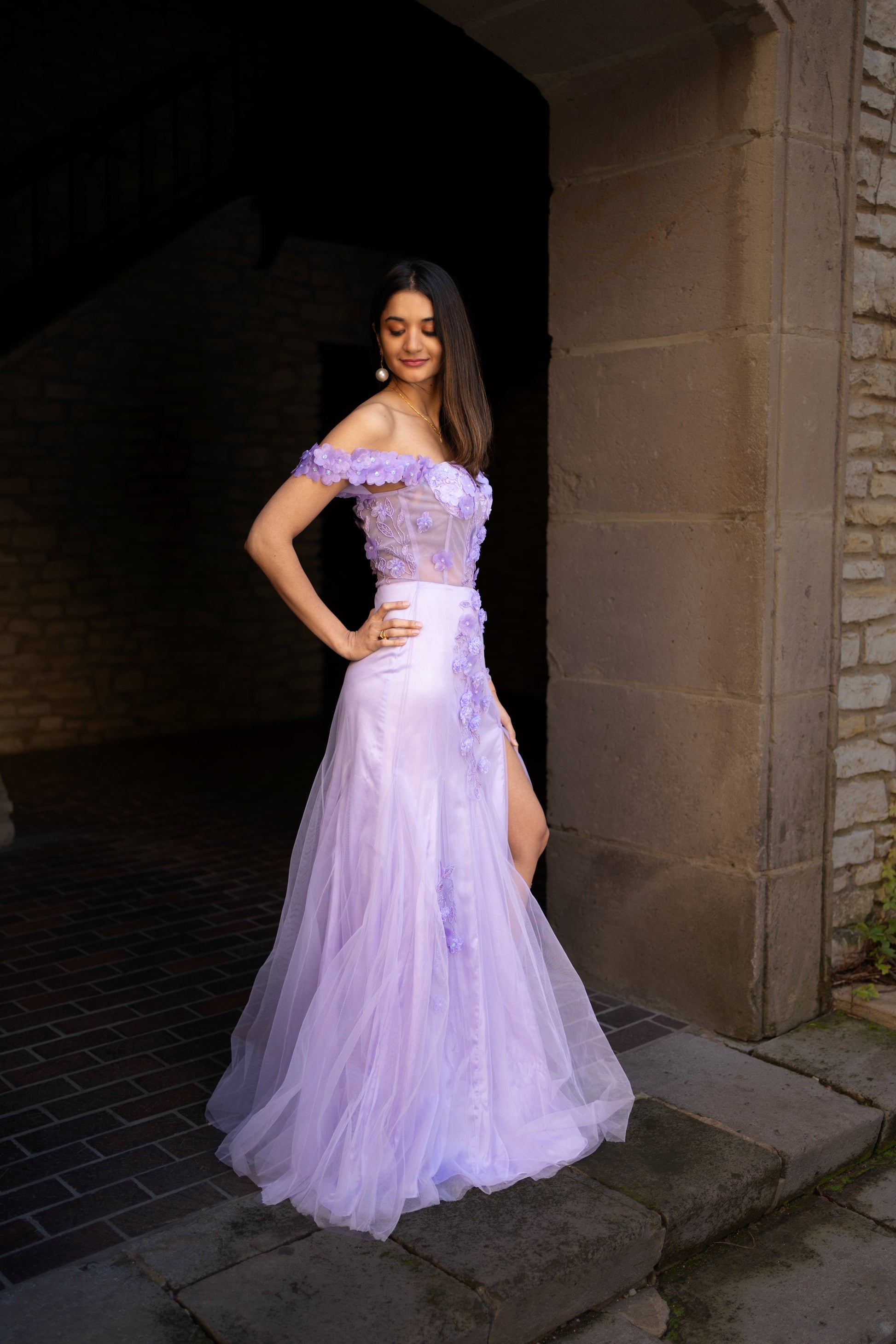 Lavender Floral Rhapsody Gown