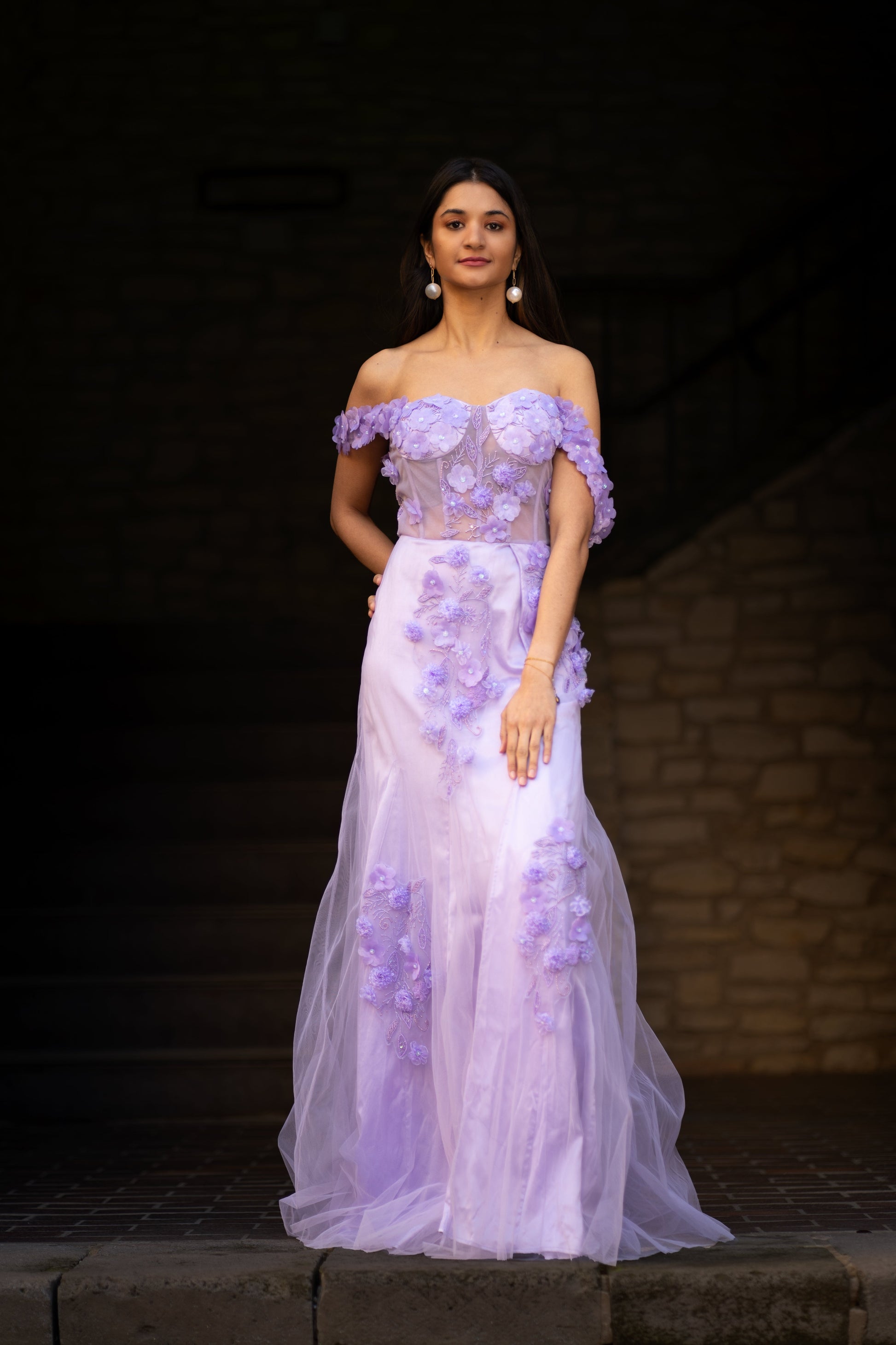 Lavender Floral Rhapsody Gown