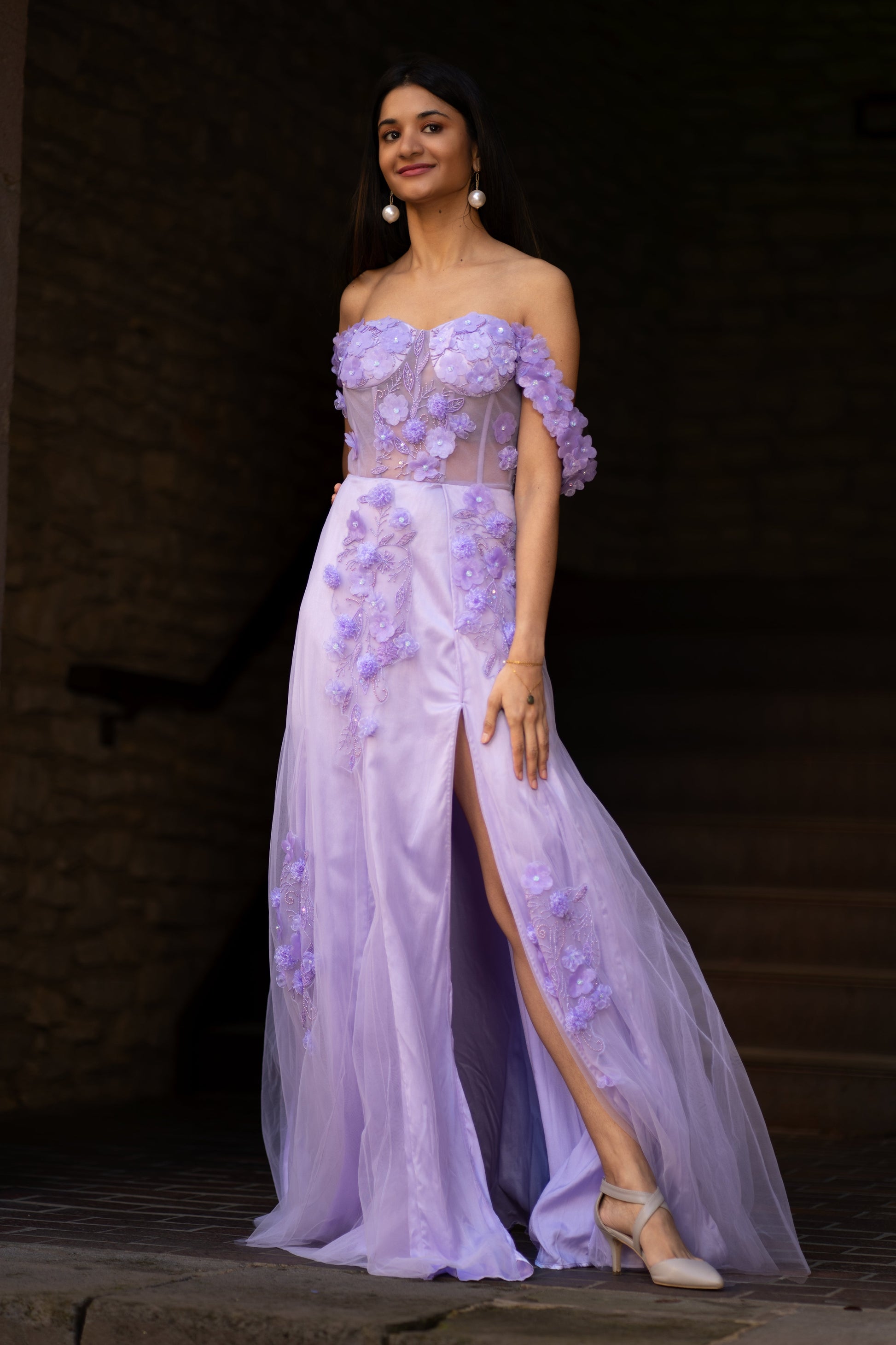 Lavender Floral Rhapsody Gown