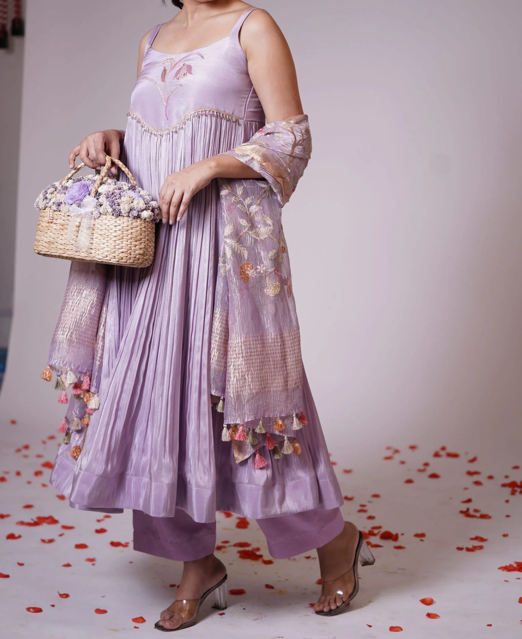 Mandhaara Tissue Lavandula Soft Lilac Anarkali