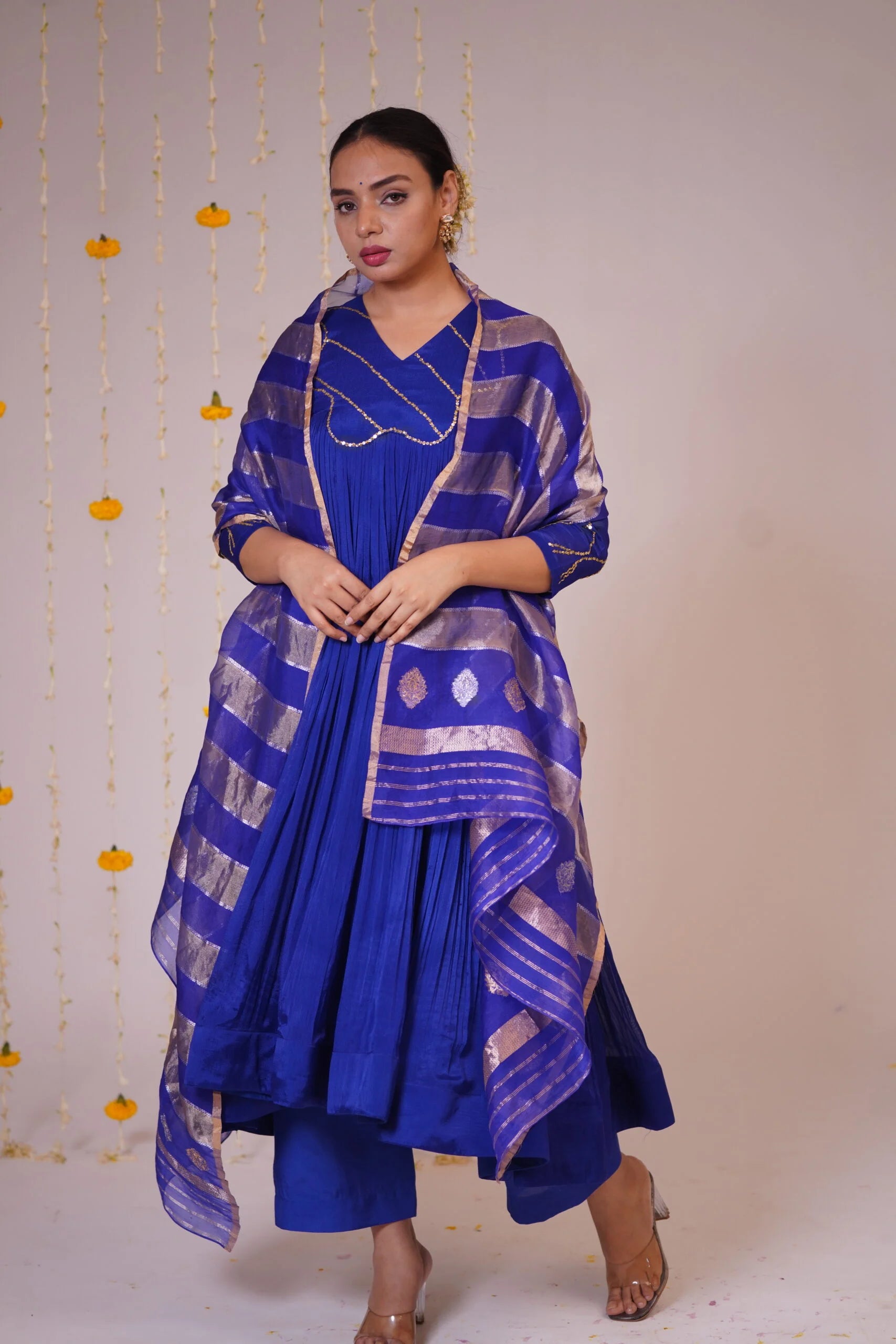 Mandhaara Nila Niram - Elegant Royal Blue Ensemble