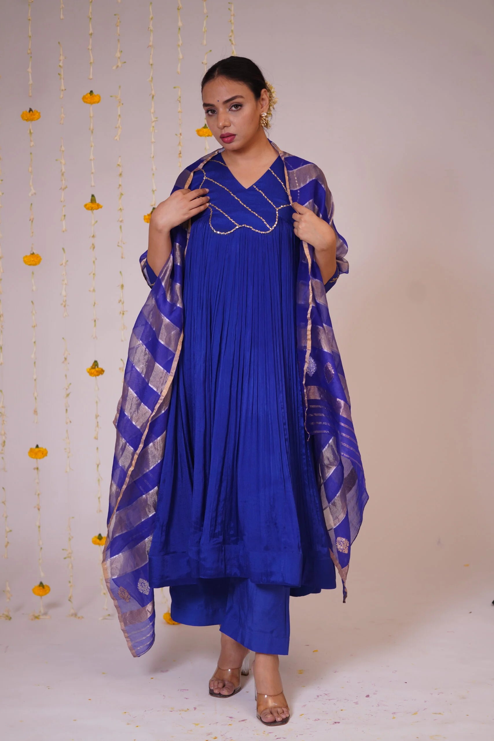 Mandhaara Nila Niram - Elegant Royal Blue Ensemble