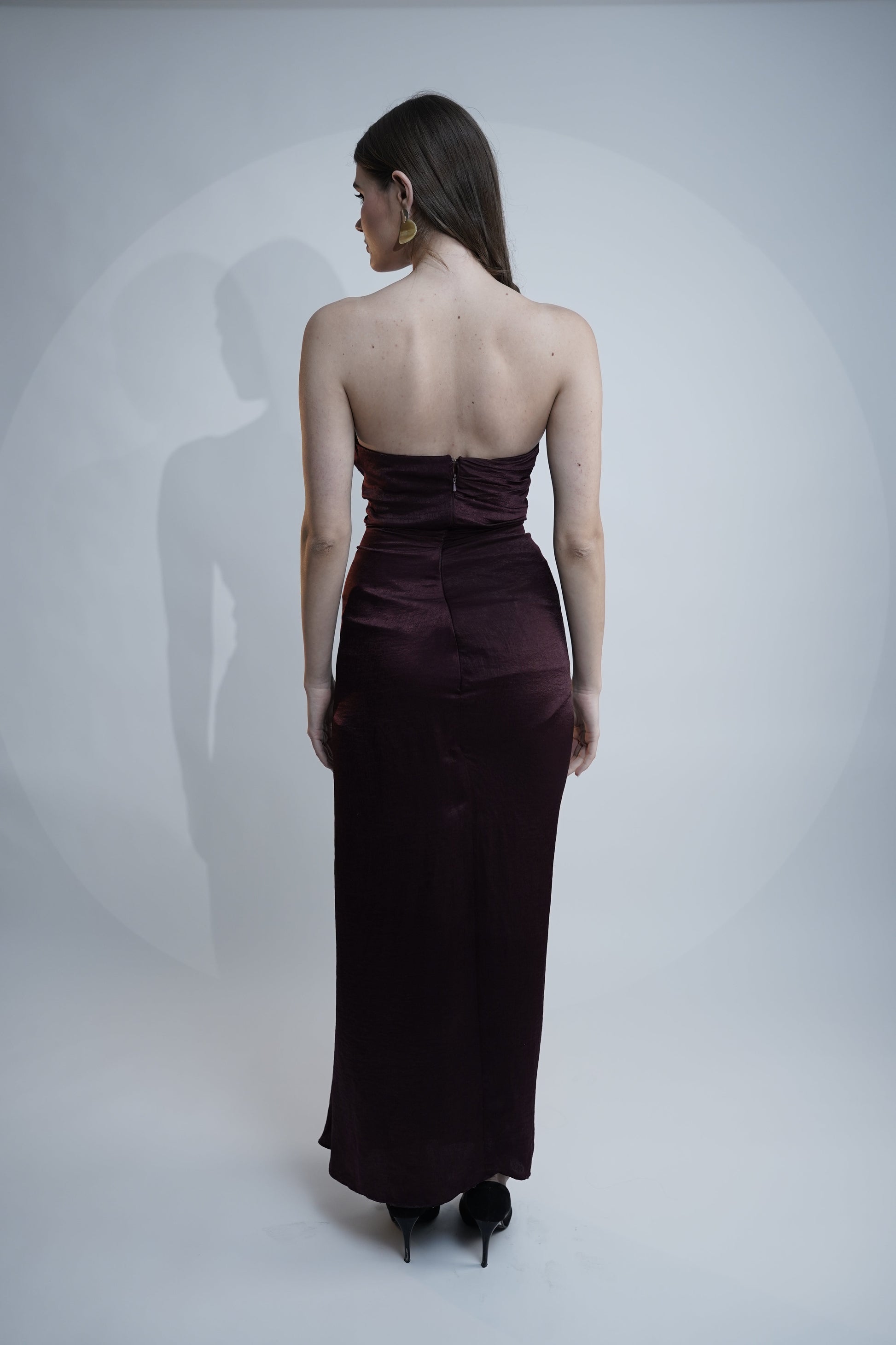 Ember Grace Maroon Satin Gown