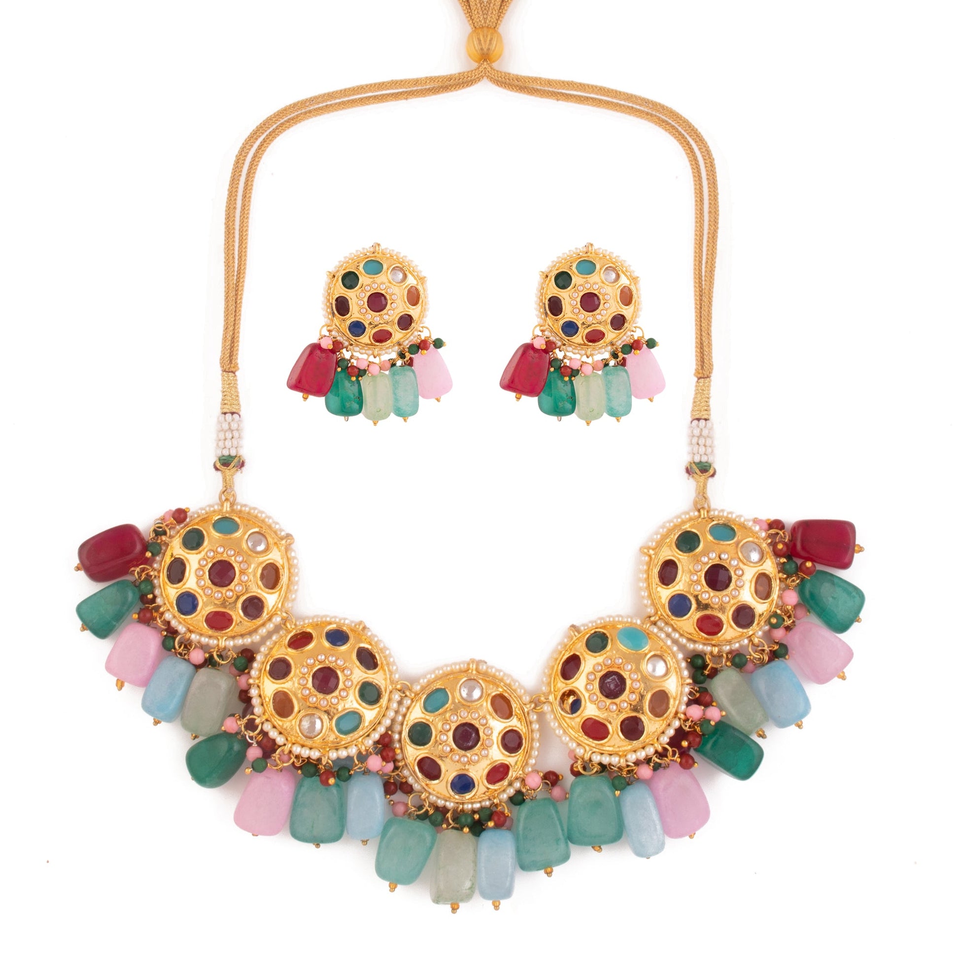 Navratan Kundan inspired necklace with earrings