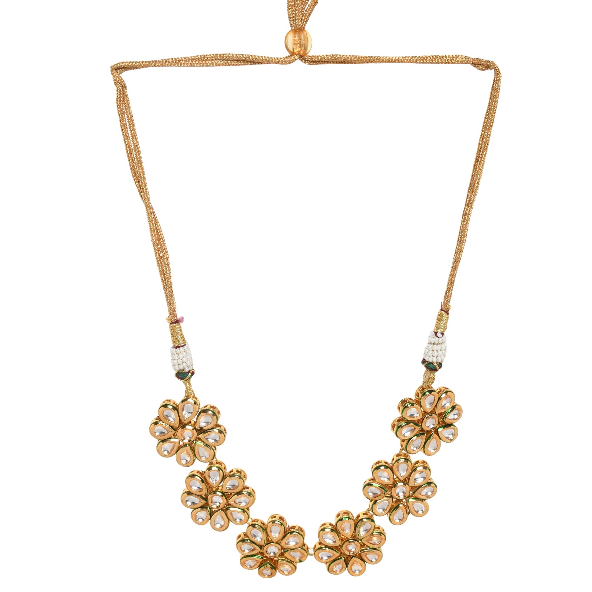 Handcafted Floral Kundan necklace with earrings