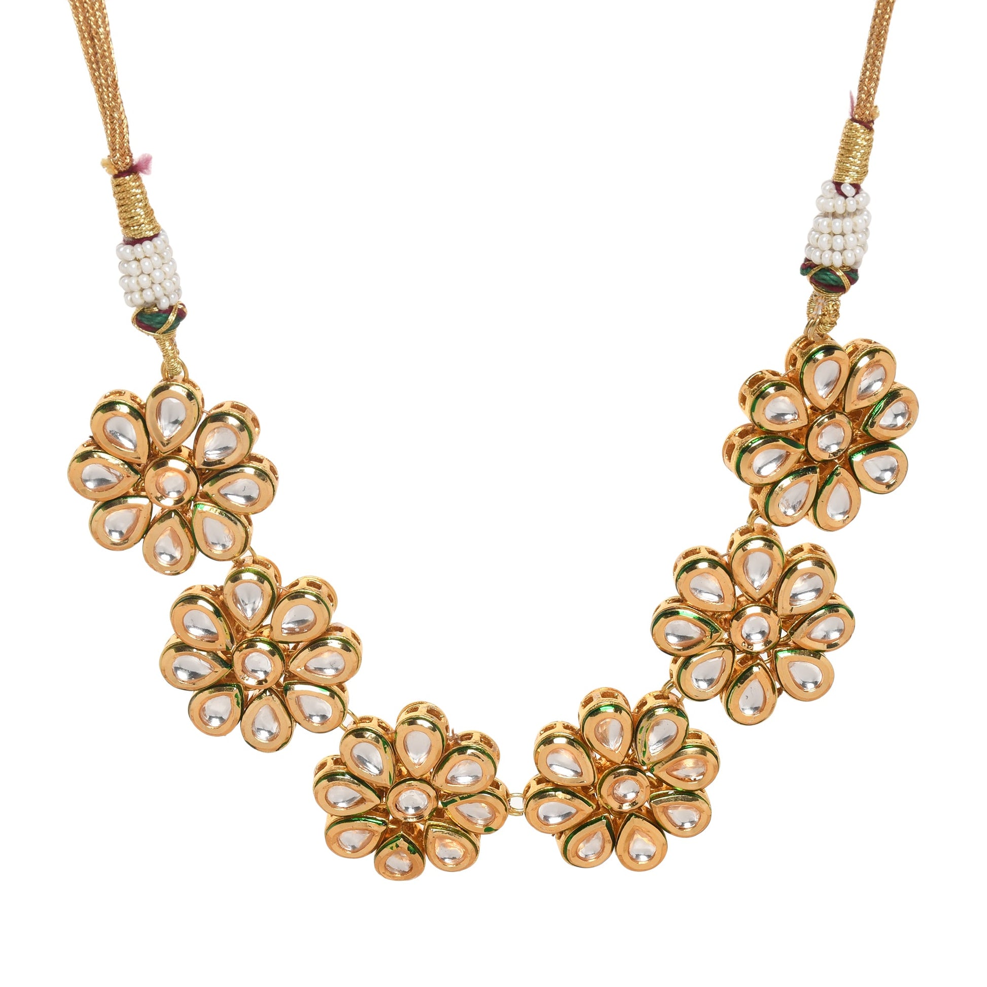 Handcafted Floral Kundan necklace with earrings