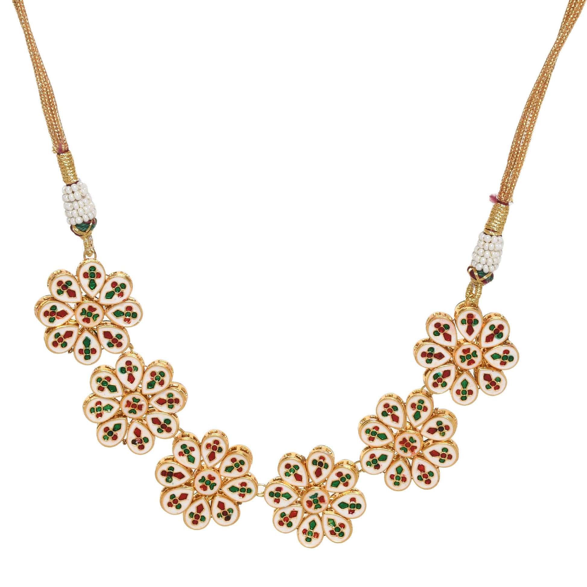 Handcafted Floral Kundan necklace with earrings