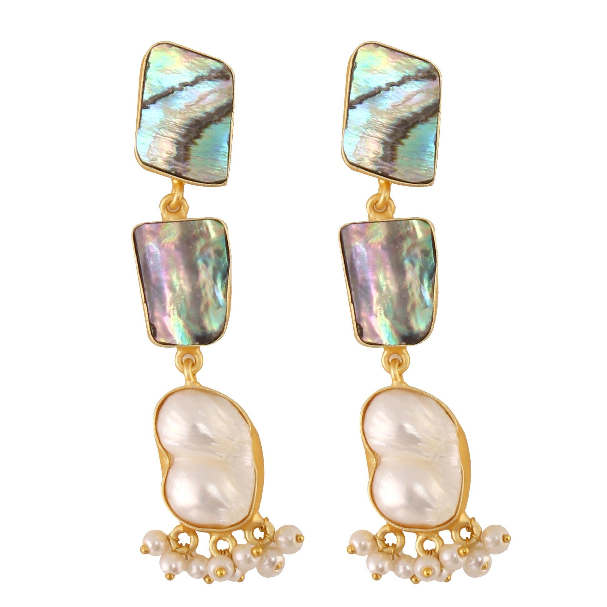 Contemporary Abalone Baroque pearl Earrings