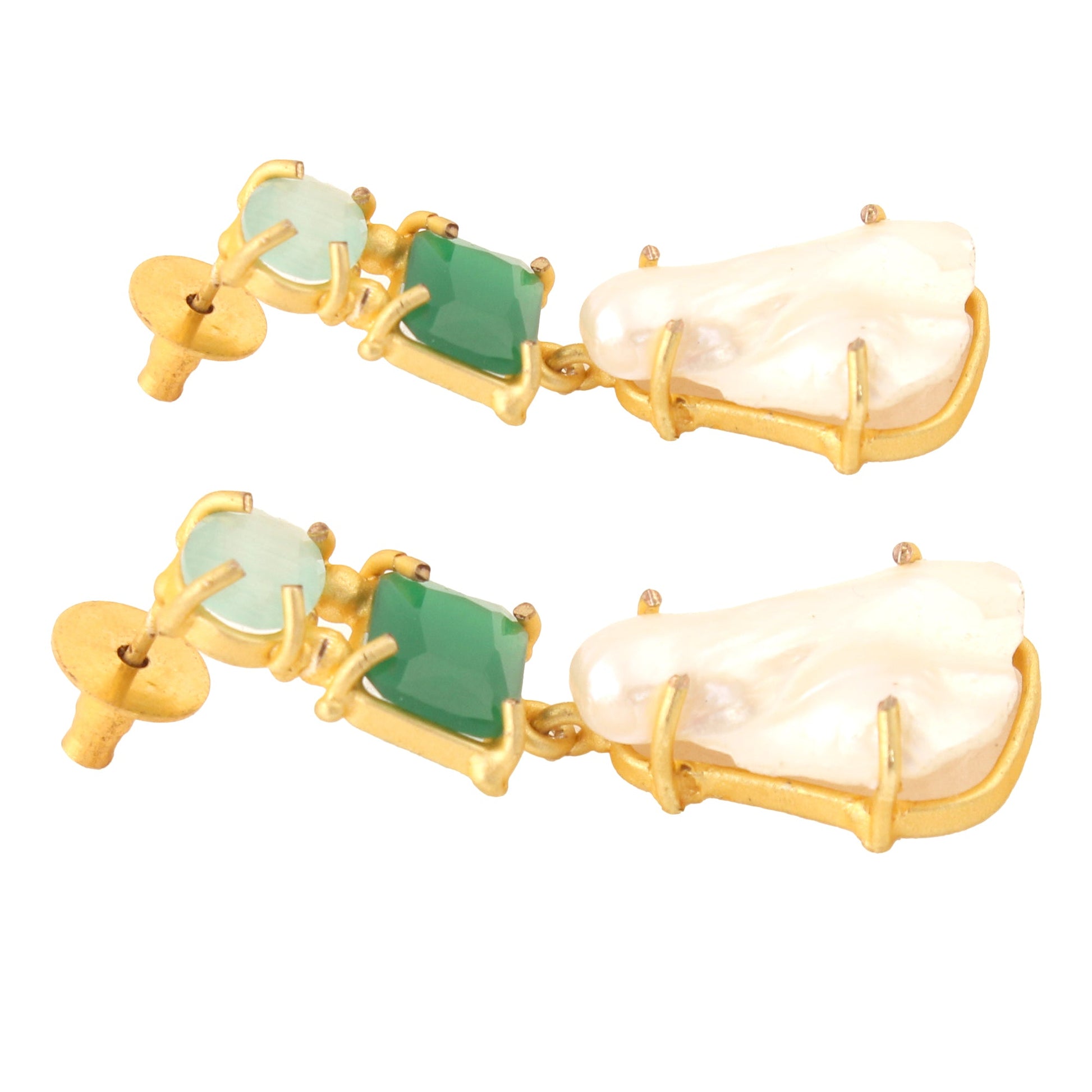 Baroque Pearl Green Monalisa stone earrings