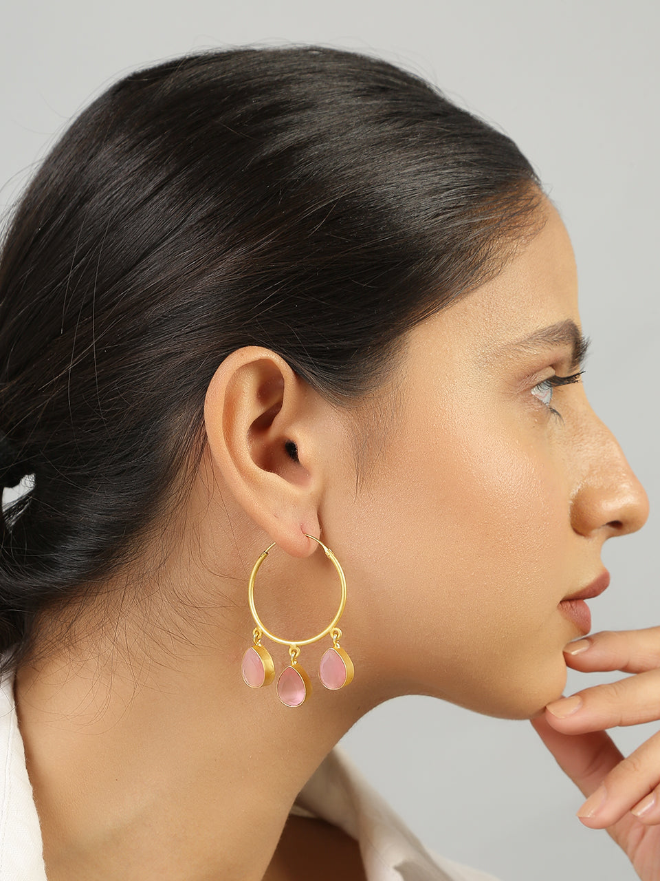 Gold Plated Handcrafted Brass Hoop Earrings