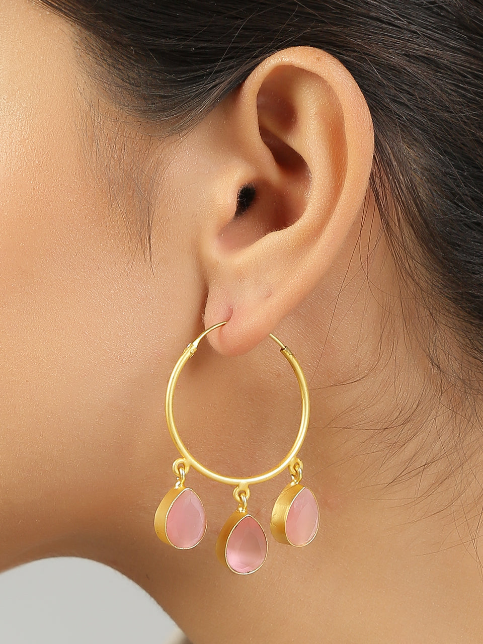 Gold Plated Handcrafted Brass Hoop Earrings